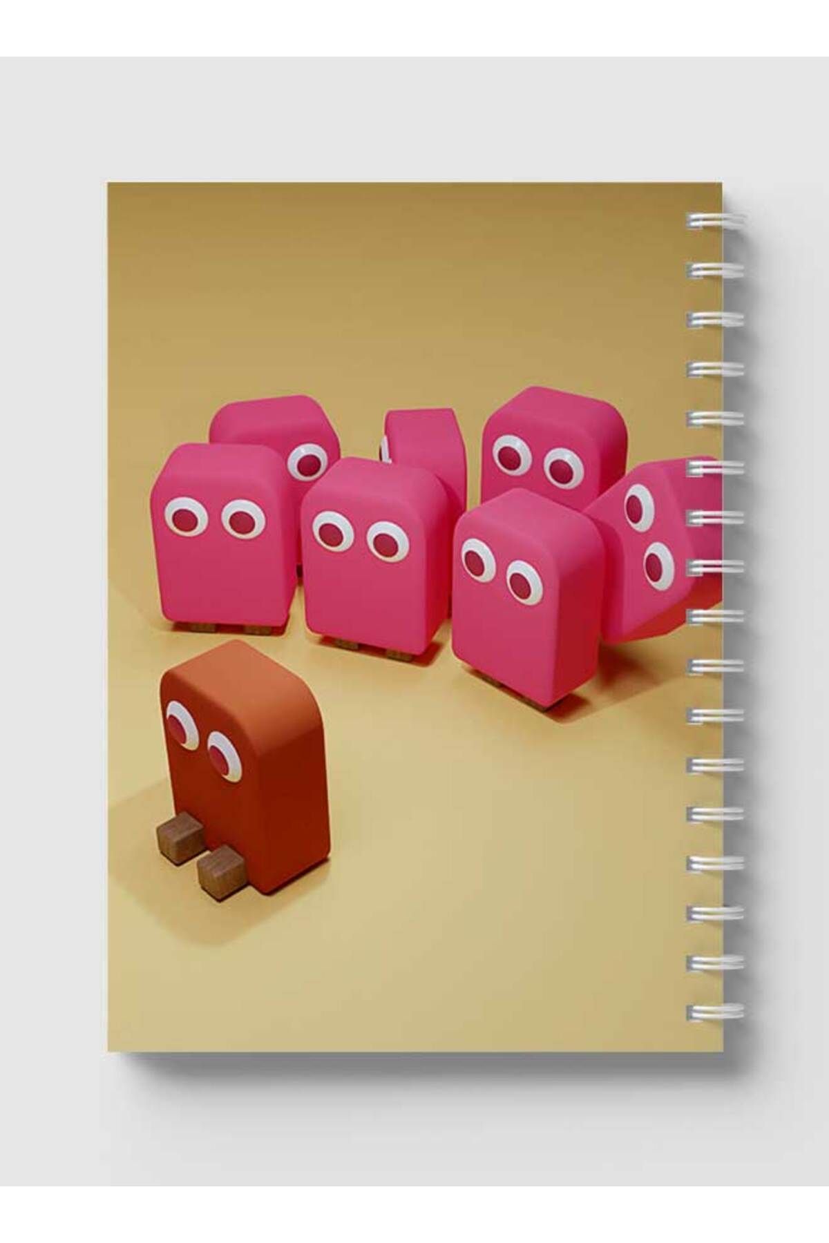 LOWHA-Spiral Notebook with Front and Back Hard Covers Featuring Cartoon D Shape Design 5