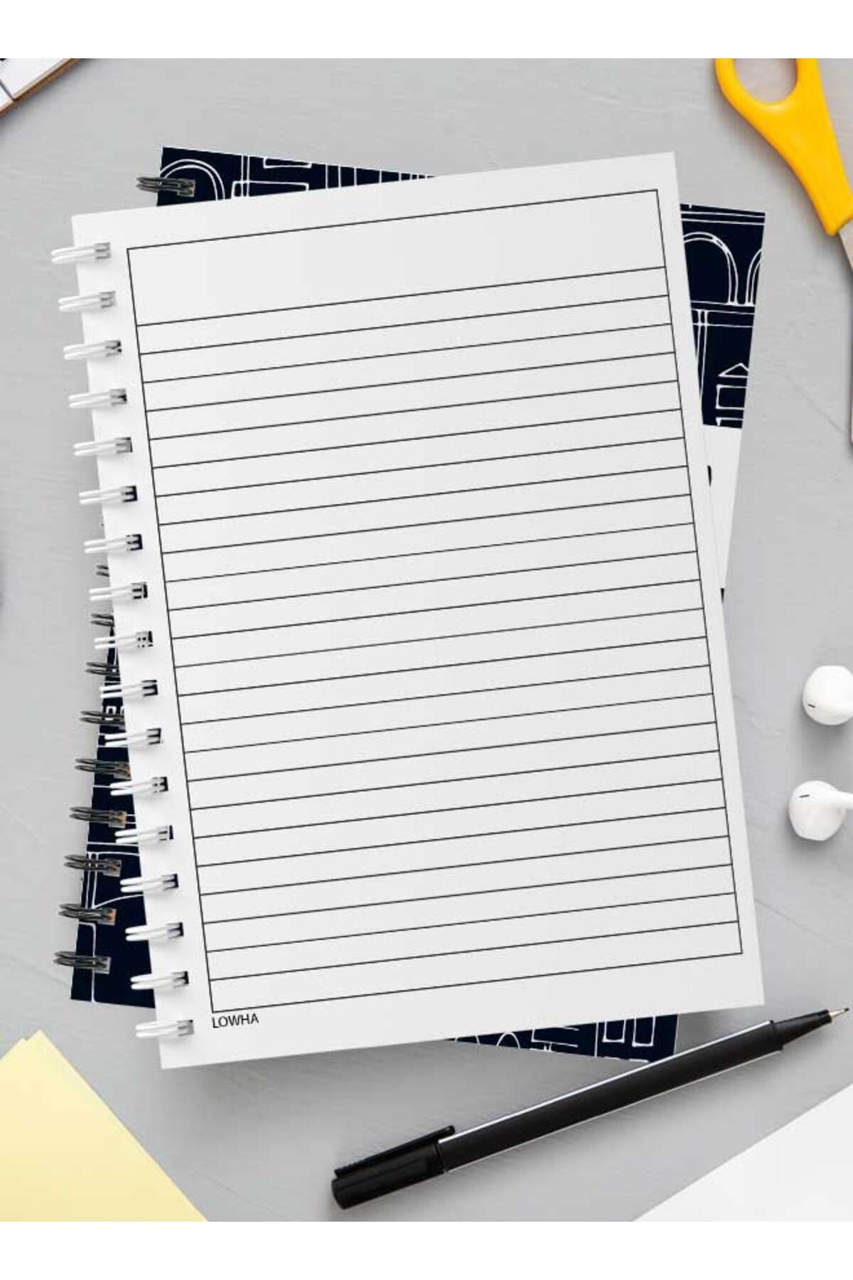 LOWHA-Spiral Notebook with Front and Back Hard Covers Featuring Patterns with Cityscapes Design 3