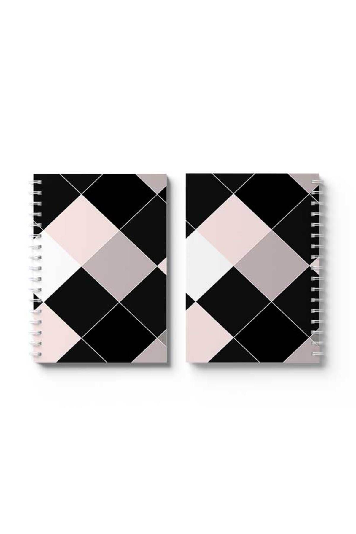 LOWHA-Spiral Notebook with Front and Back Hard Covers Featuring Colourful Squares Design 4