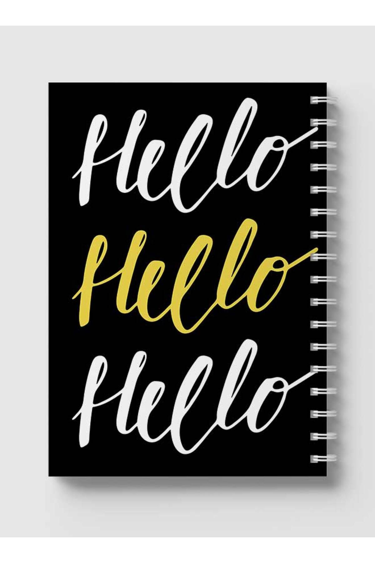 LOWHA-Spiral Notebook with Front and Back Hard Covers Featuring Hello Design 5