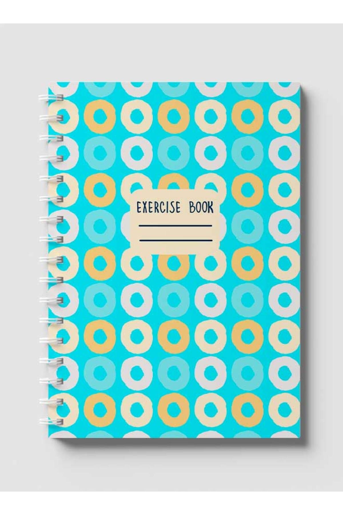 LOWHA-Spiral Notebook with Front and Back Hard Covers Featuring Seamlesss Circles Design 1