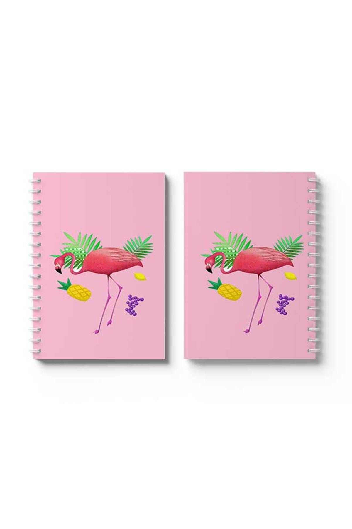 LOWHA-Spiral Notebook with Front and Back Hard Covers Featuring Flamingo Design 4