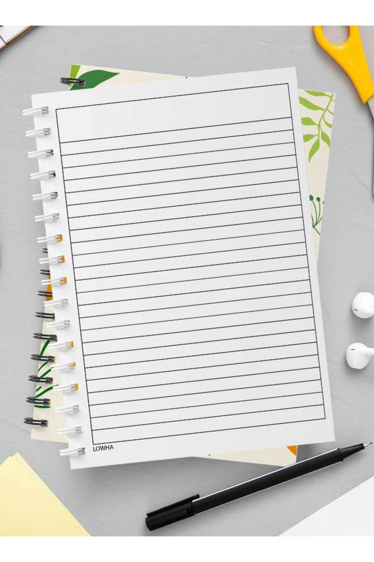 LOWHA-Spiral Notebook with Front and Back Hard Covers Featuring Orange Vector Design 3