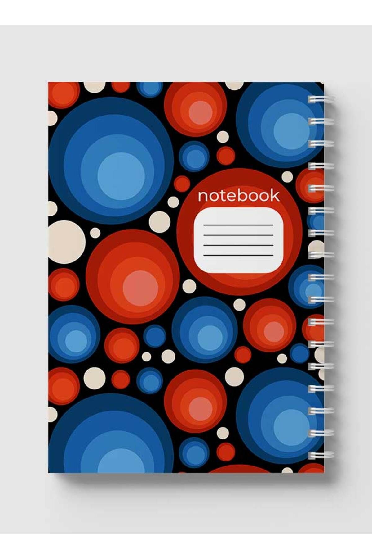 LOWHA-Spiral Notebook with Front and Back Hard Covers Featuring Seamless Colorful Circles Design 5