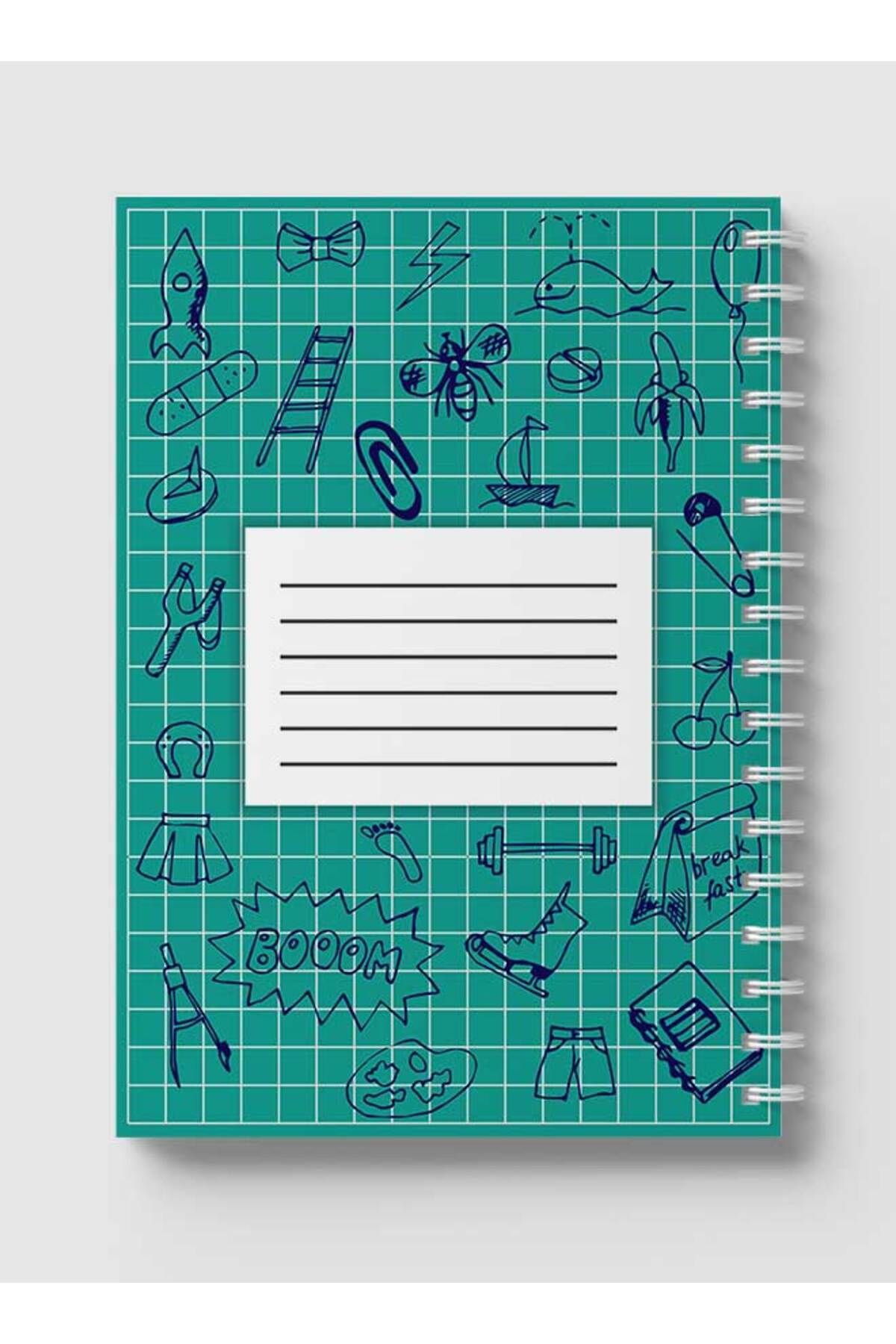 LOWHA-Spiral Notebook with Front and Back Hard Covers Featuring Back to School Grid Lines Design 5
