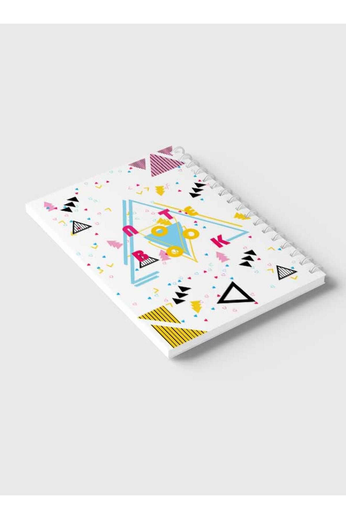 LOWHA-Spiral Notebook with Front and Back Hard Covers Featuring Retro Geometric Design 6