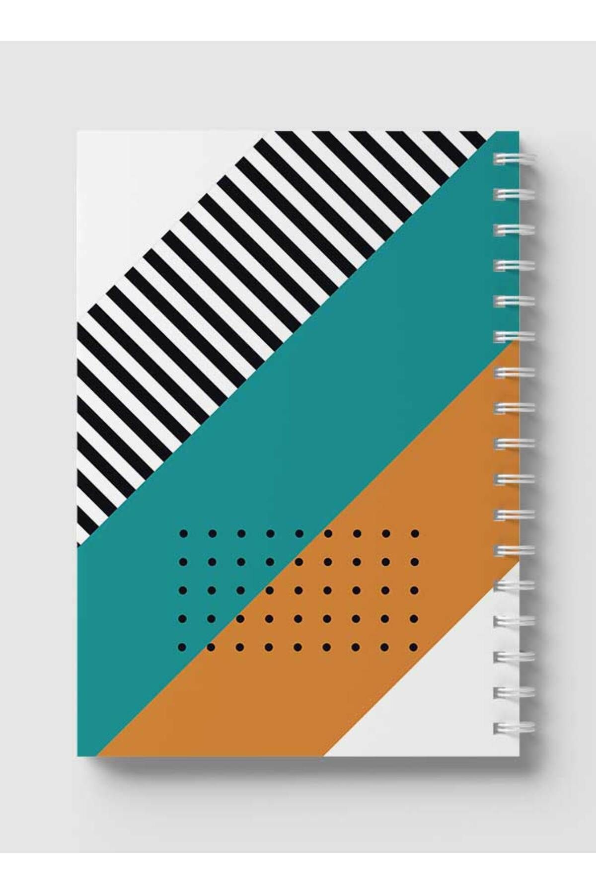 LOWHA-Spiral Notebook with Front and Back Hard Covers Featuring Abstract Stripes Design 5