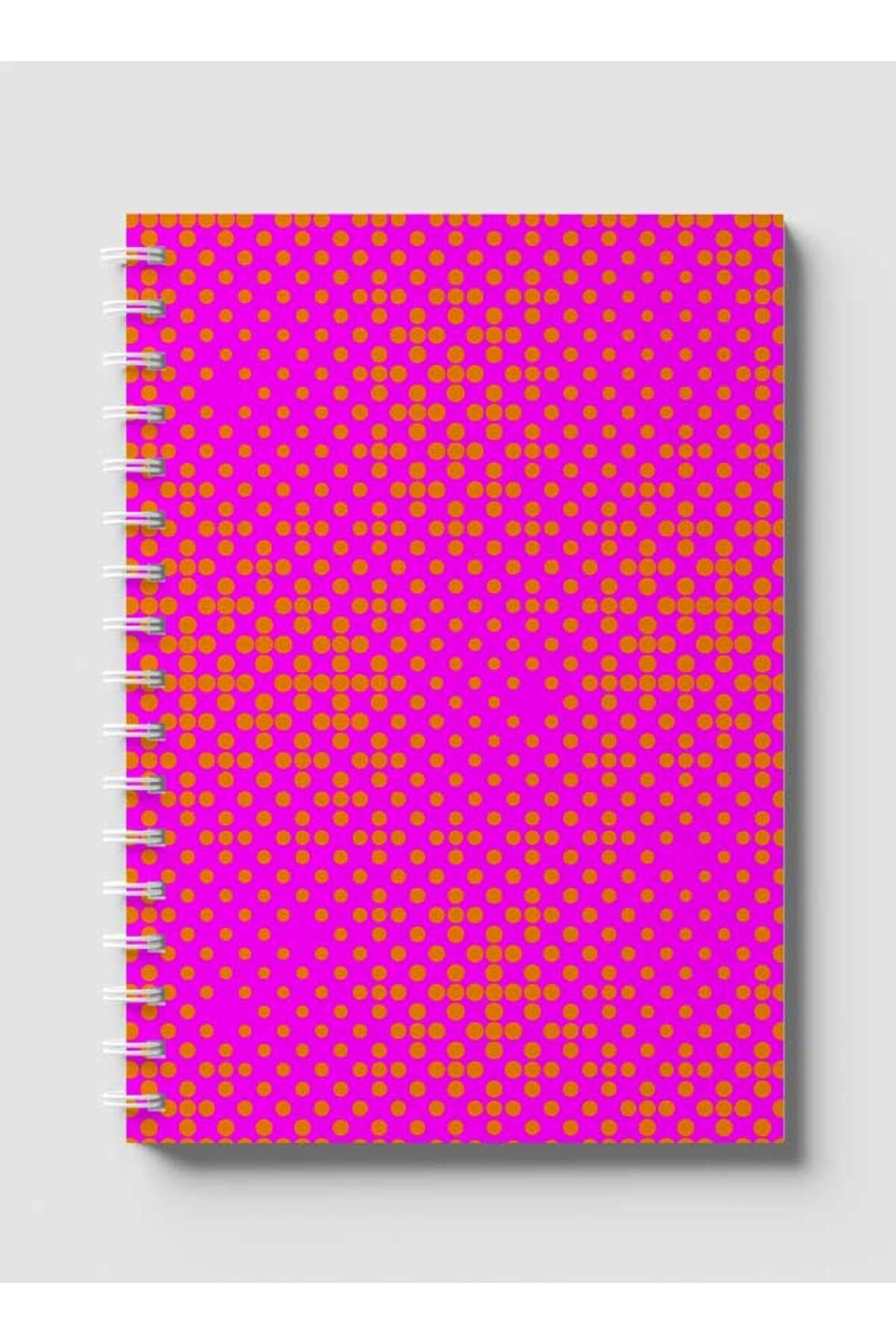 LOWHA-Spiral Notebook with Front and Back Hard Covers Featuring Geometric Gradient Design 1