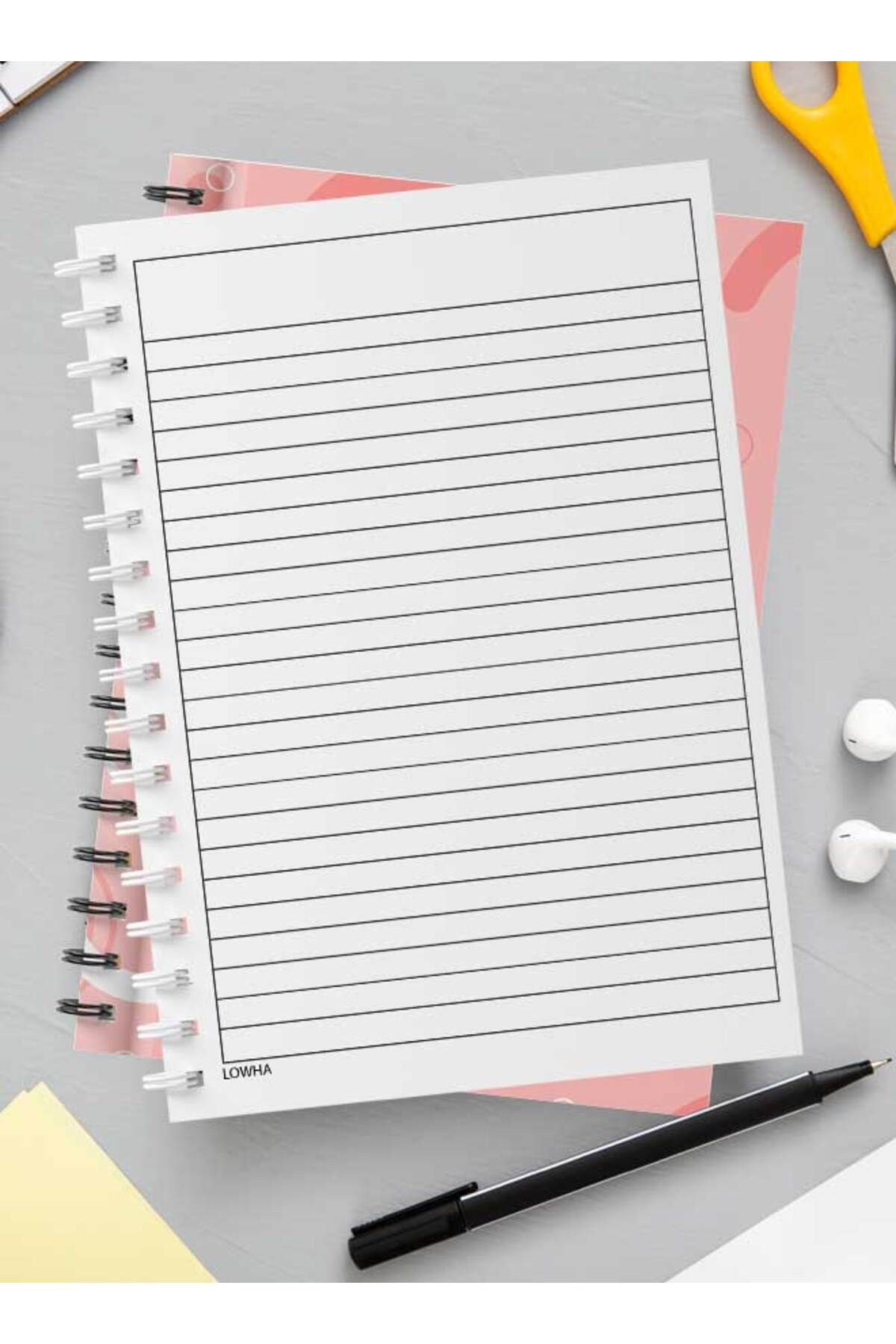 LOWHA-Spiral Notebook with Front and Back Hard Covers Featuring Memphis Abstract Shapes Design 3