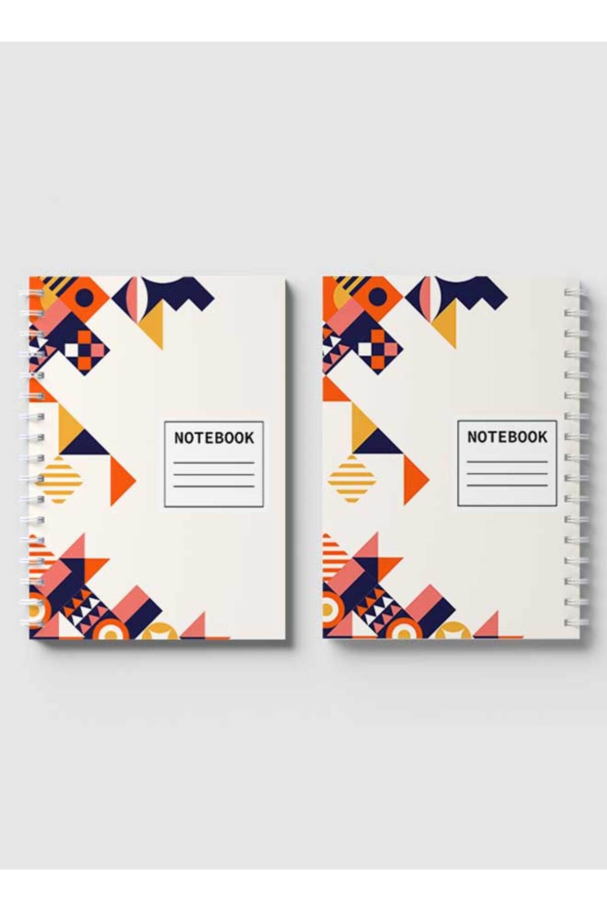 LOWHA-Spiral Notebook with Front and Back Hard Covers Featuring Flat Mosiac Design 4