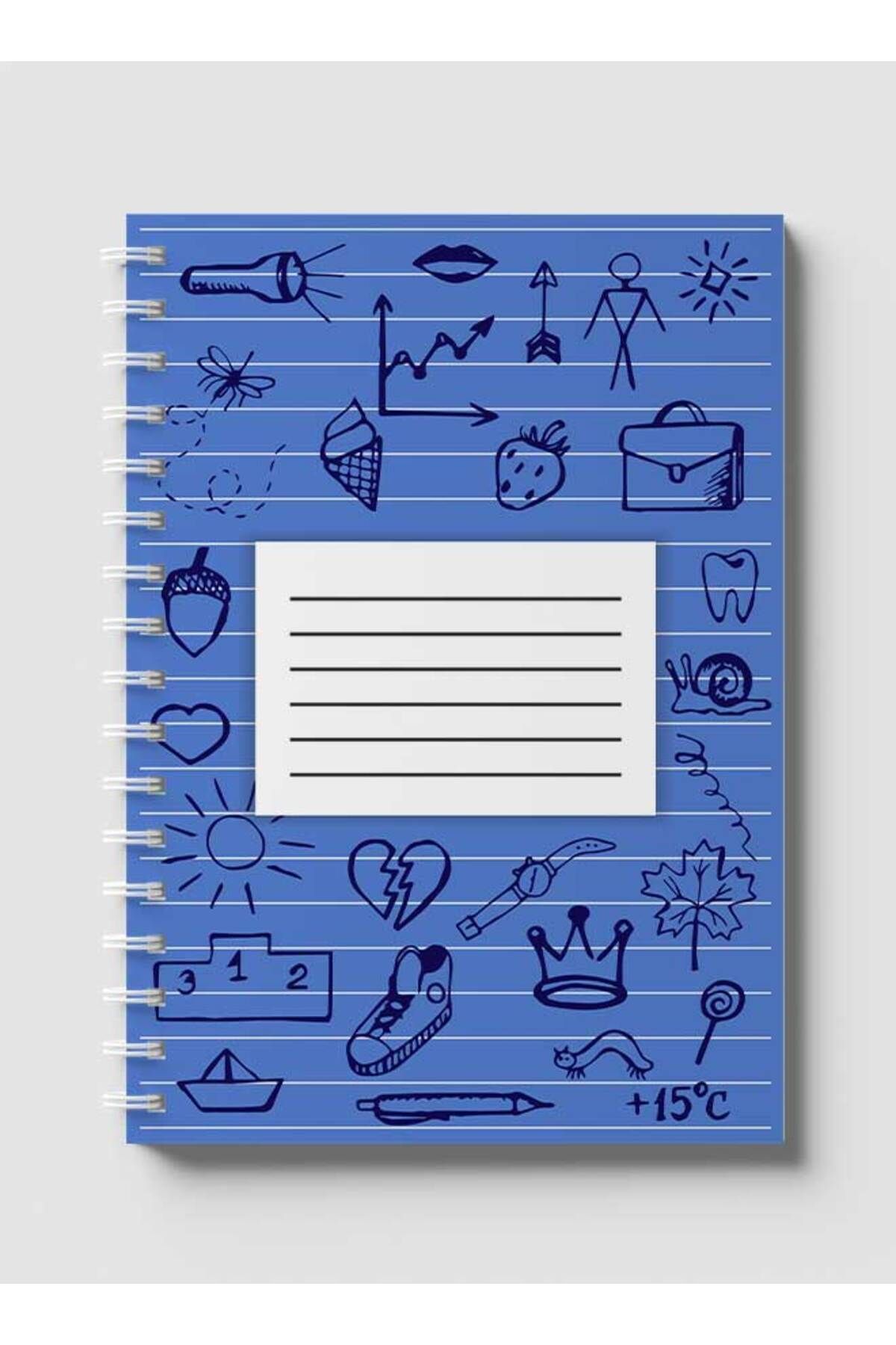 LOWHA-Spiral Notebook with Front and Back Hard Covers Featuring Back to School Lines Design 1