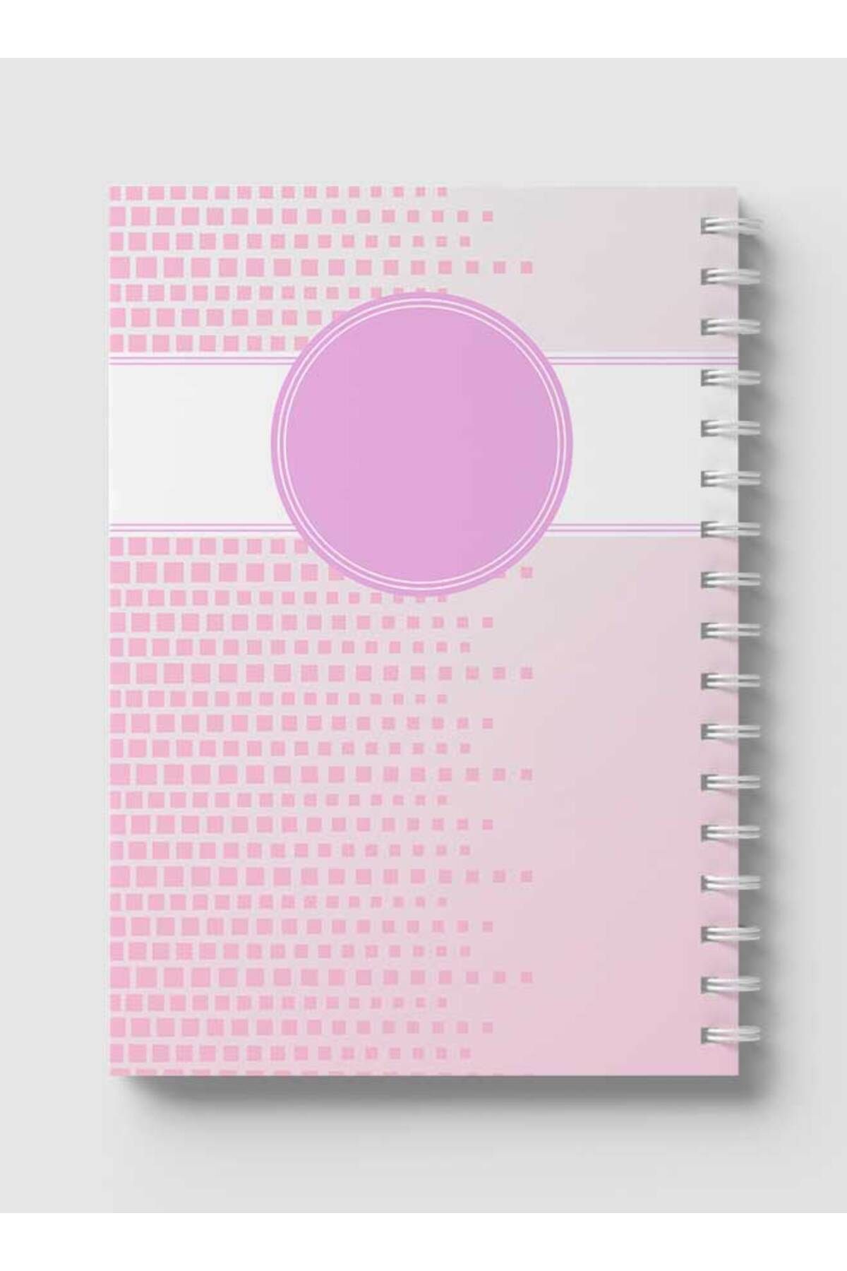 LOWHA-Spiral Notebook with Front and Back Hard Covers Featuring Abstract Pink & White Cube Design 5