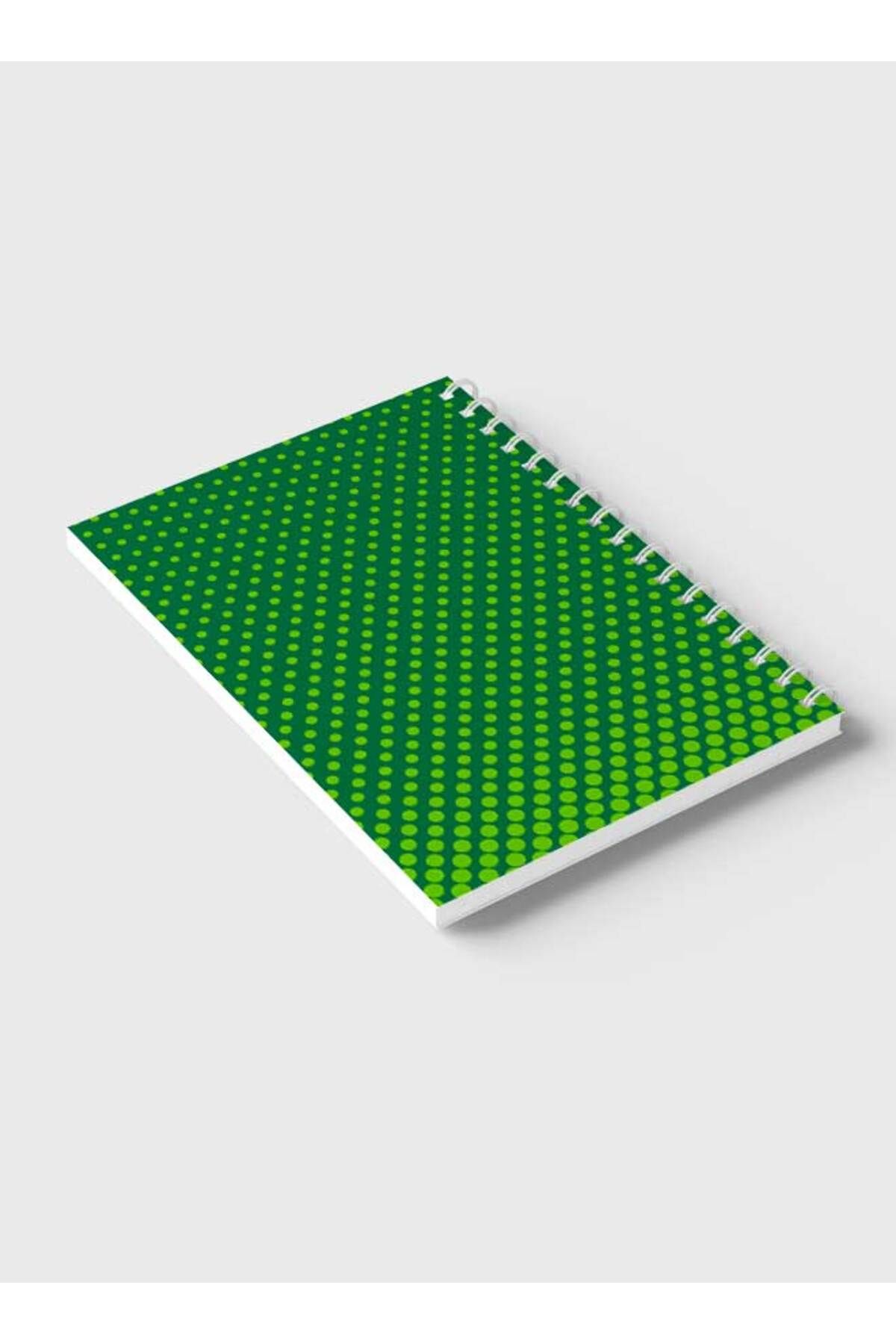 LOWHA-Spiral Notebook with Front and Back Hard Covers Featuring Circular Halftone Green Design 6