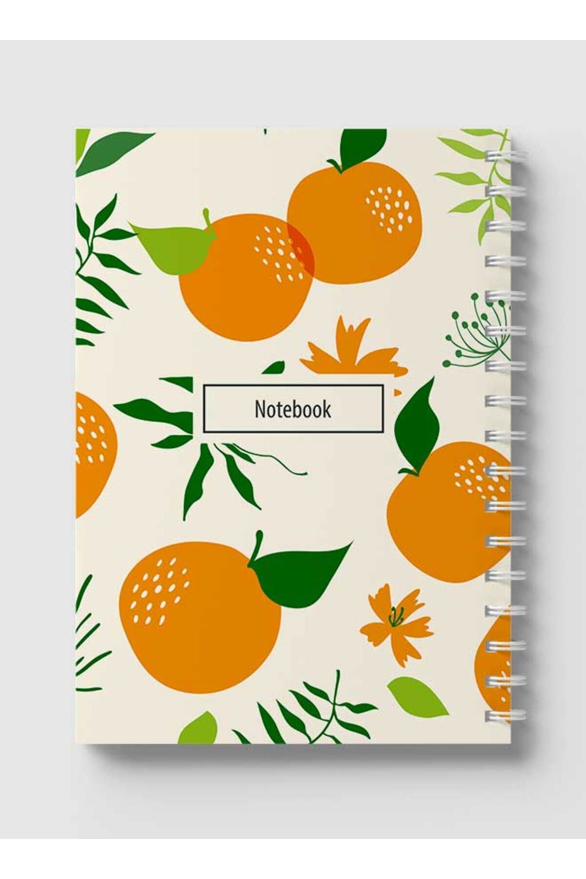 LOWHA-Spiral Notebook with Front and Back Hard Covers Featuring Orange Vector Design 5