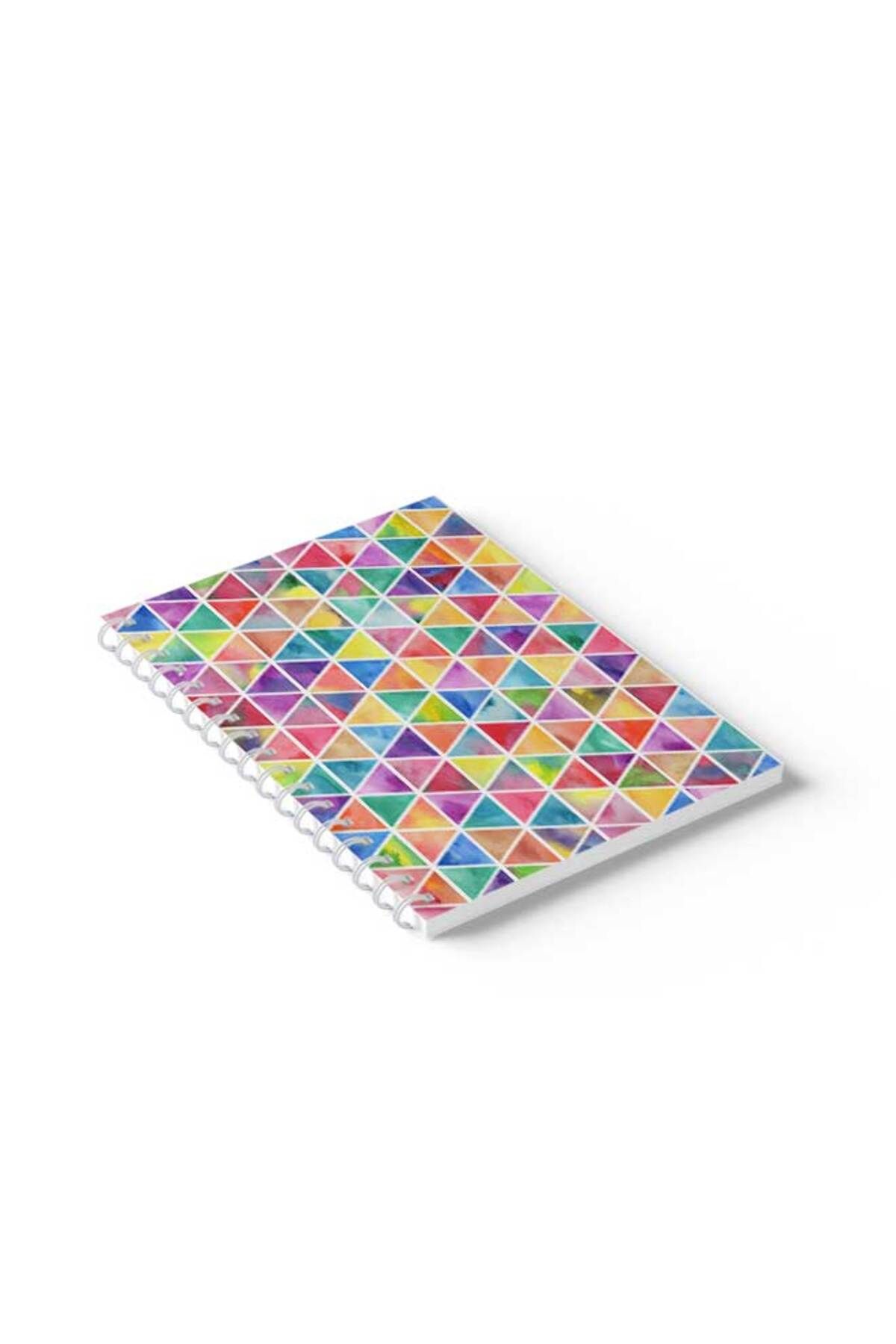 LOWHA-Spiral Notebook with Front and Back Hard Covers Featuring Colourful Triangles Design 2