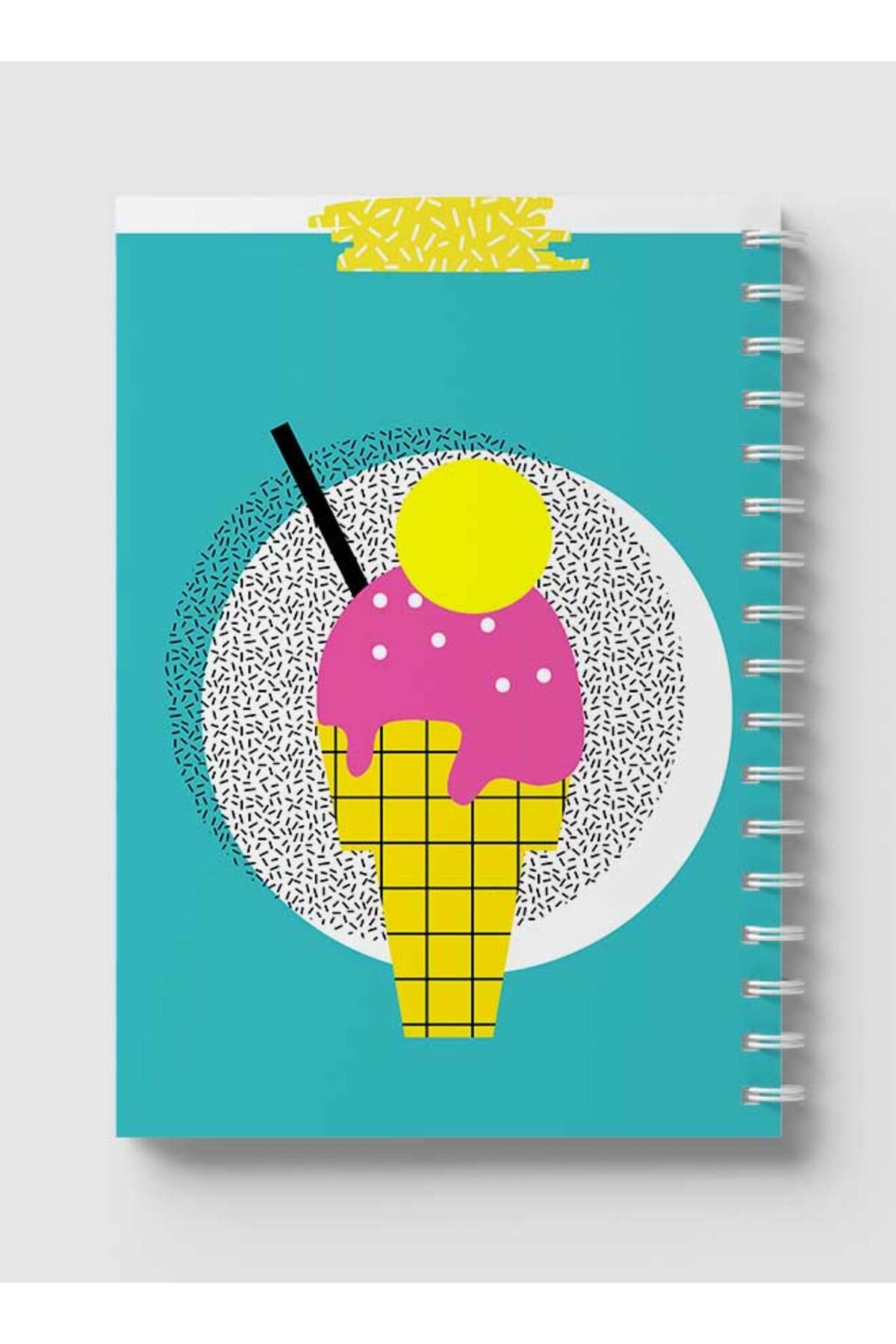 LOWHA-Spiral Notebook with Front and Back Hard Covers Featuring Ice Cream Sprinkles Design 5