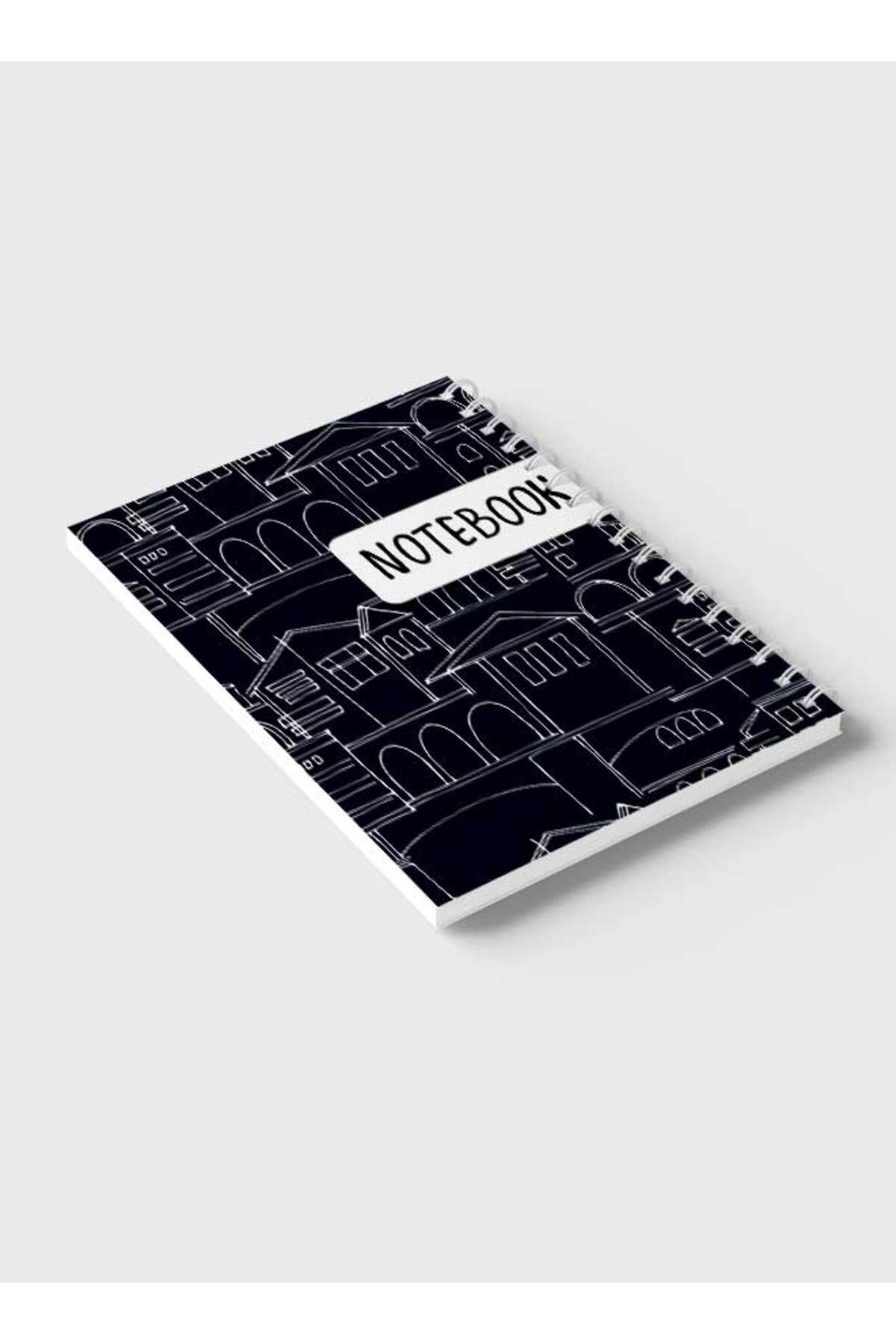 LOWHA-Spiral Notebook with Front and Back Hard Covers Featuring Patterns with Cityscapes Design 6