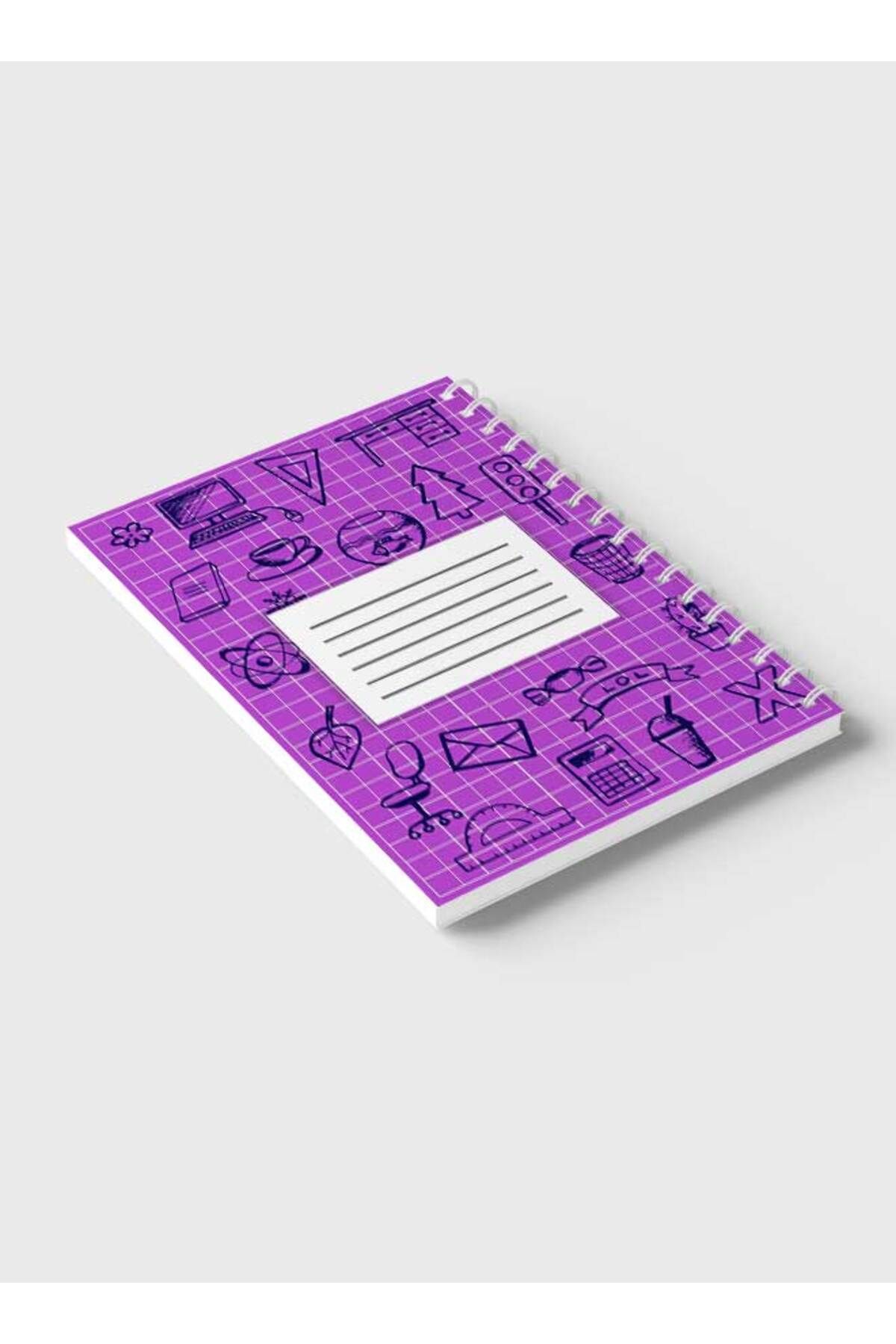 LOWHA-Spiral Notebook with Front and Back Hard Covers Featuring Back to School Grid Lines Design 6