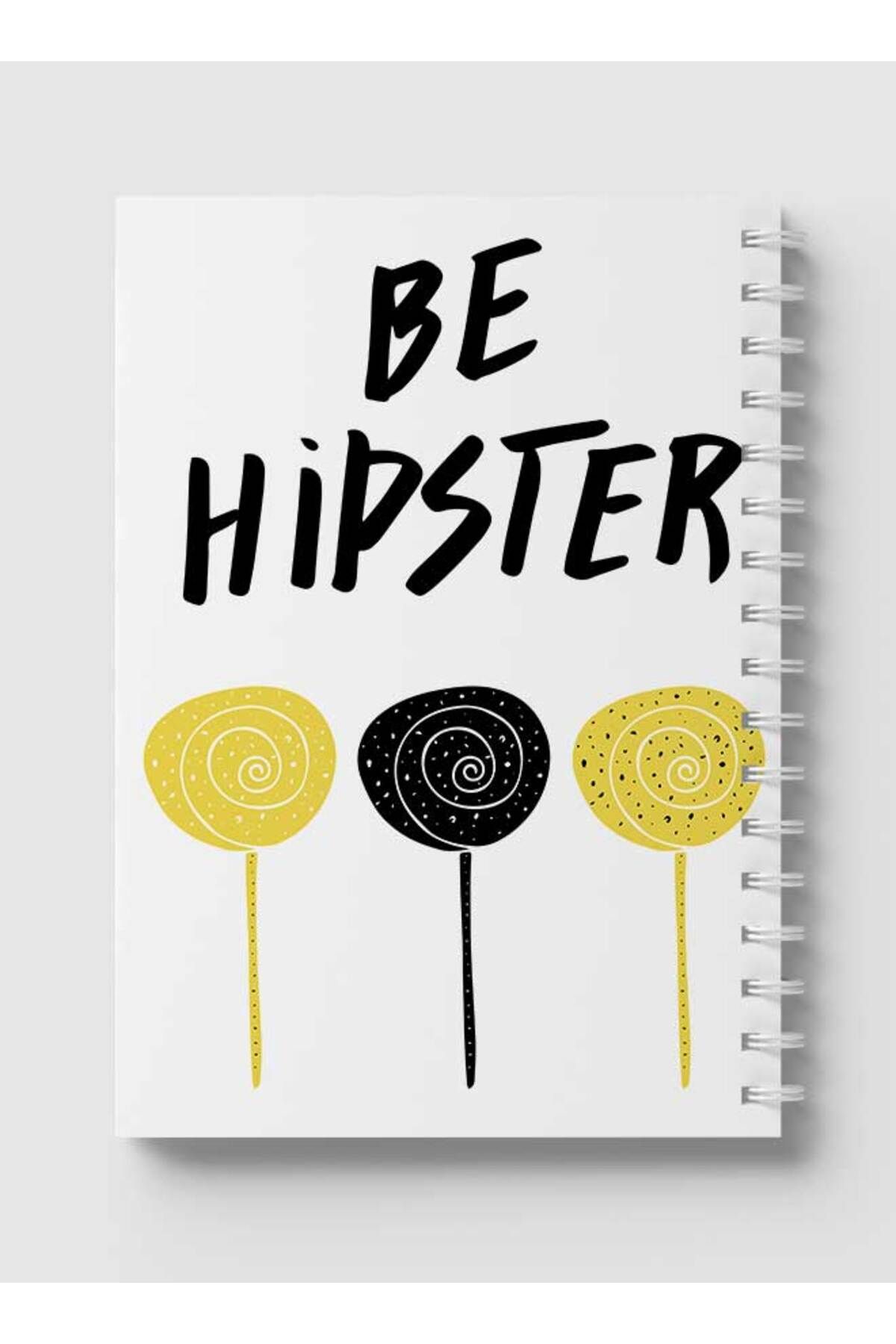LOWHA-Spiral Notebook with Front and Back Hard Covers Featuring Be Hipster & Lollipops Design 5