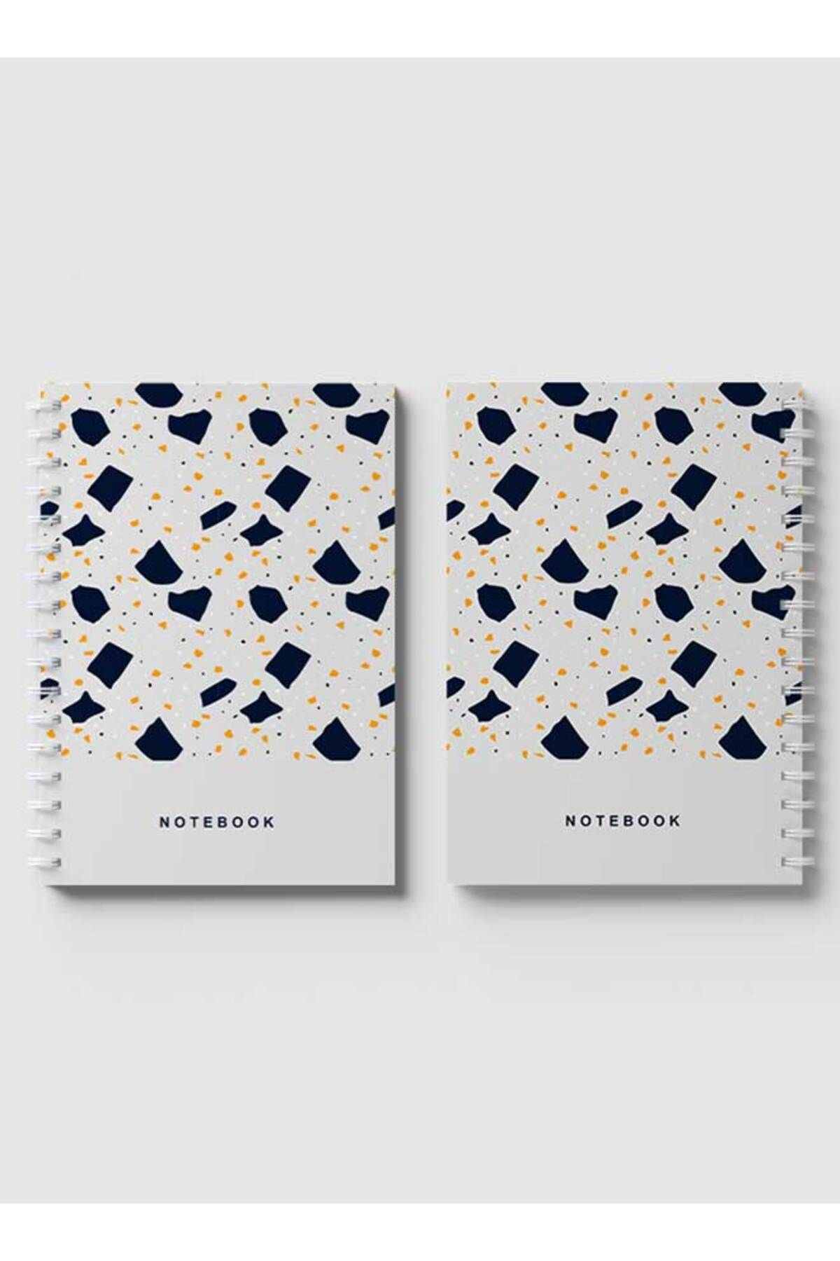 LOWHA-Spiral Notebook with Front and Back Hard Covers Featuring Terrazzo Style Design 4