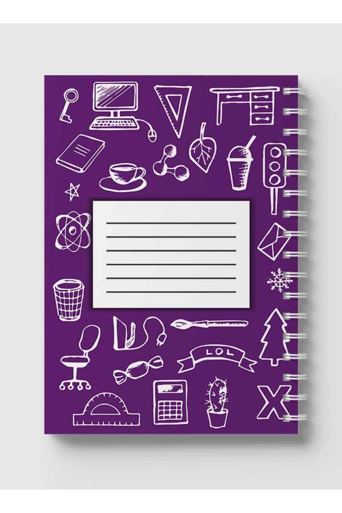 LOWHA-Spiral Notebook with Front and Back Hard Covers Featuring Back to School Light Violet Design 5