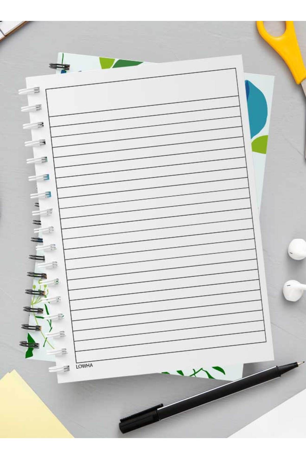 LOWHA-Spiral Notebook with Front and Back Hard Covers Featuring Plum Vector Design 3