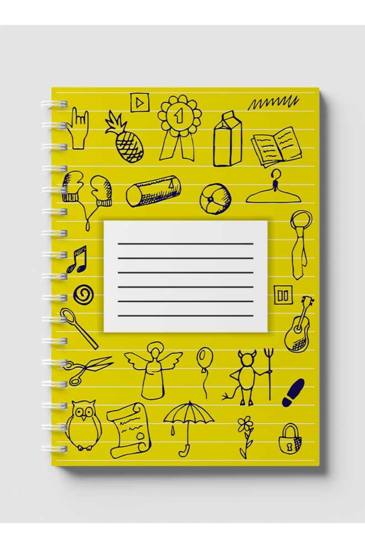 LOWHA-Spiral Notebook with Front and Back Hard Covers Featuring Back to School Lines Design 1