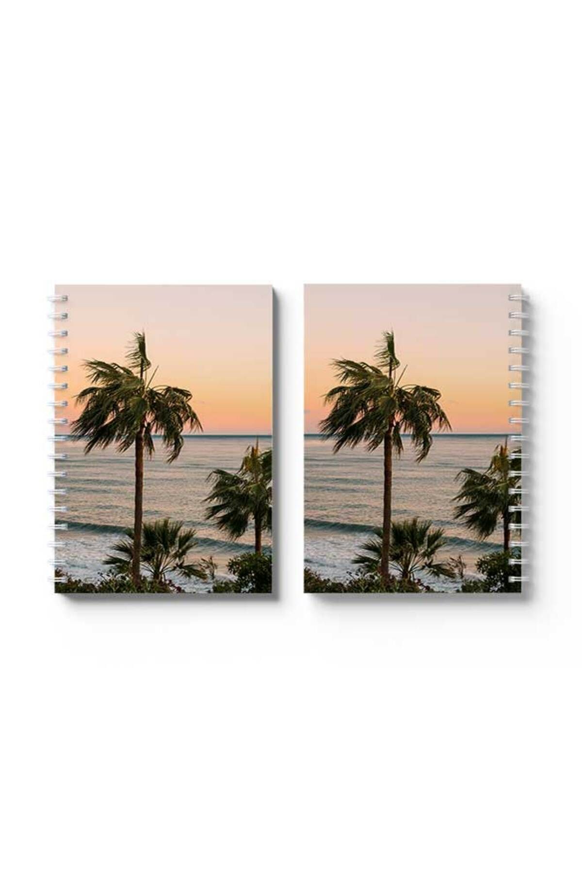 LOWHA-Spiral Notebook with Front and Back Hard Covers Featuring Palm Beach Design 4