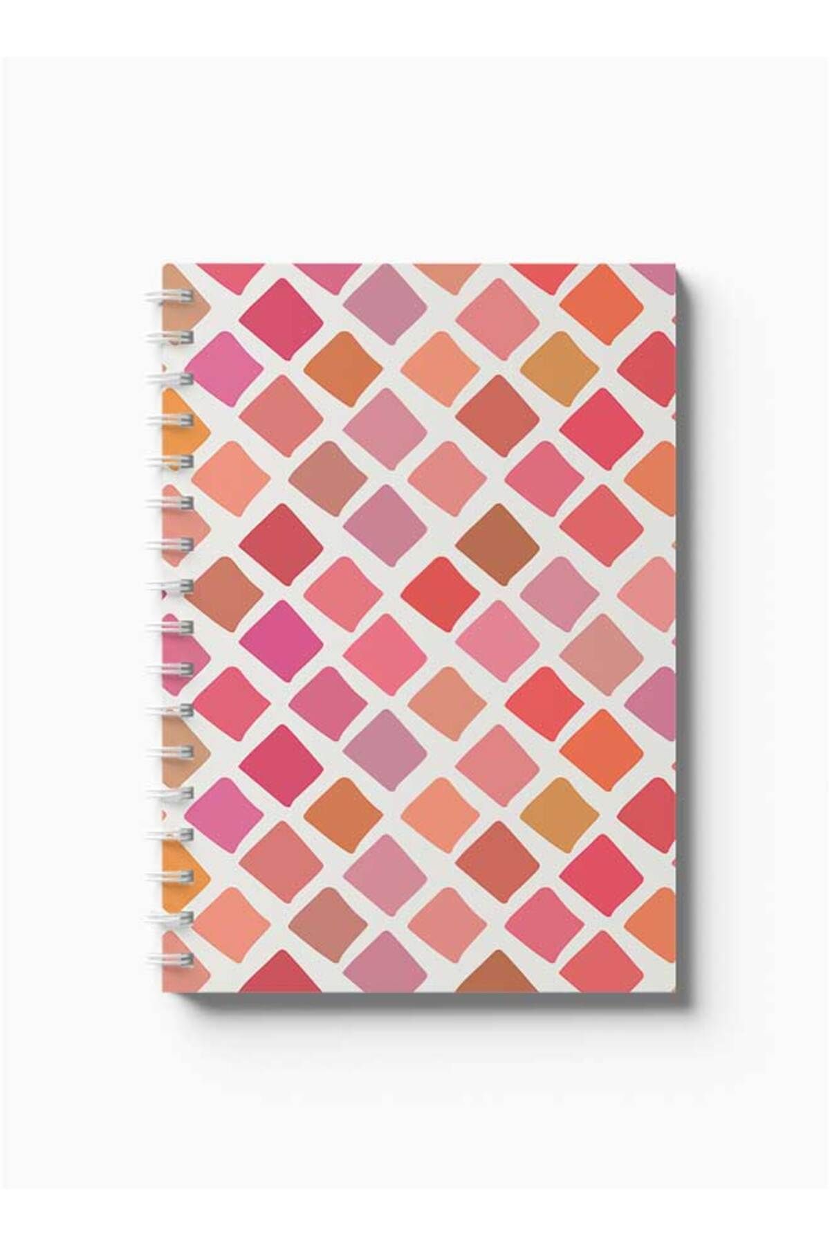 LOWHA-Spiral Notebook with Front and Back Hard Covers Featuring Qolourful Squares Design 5