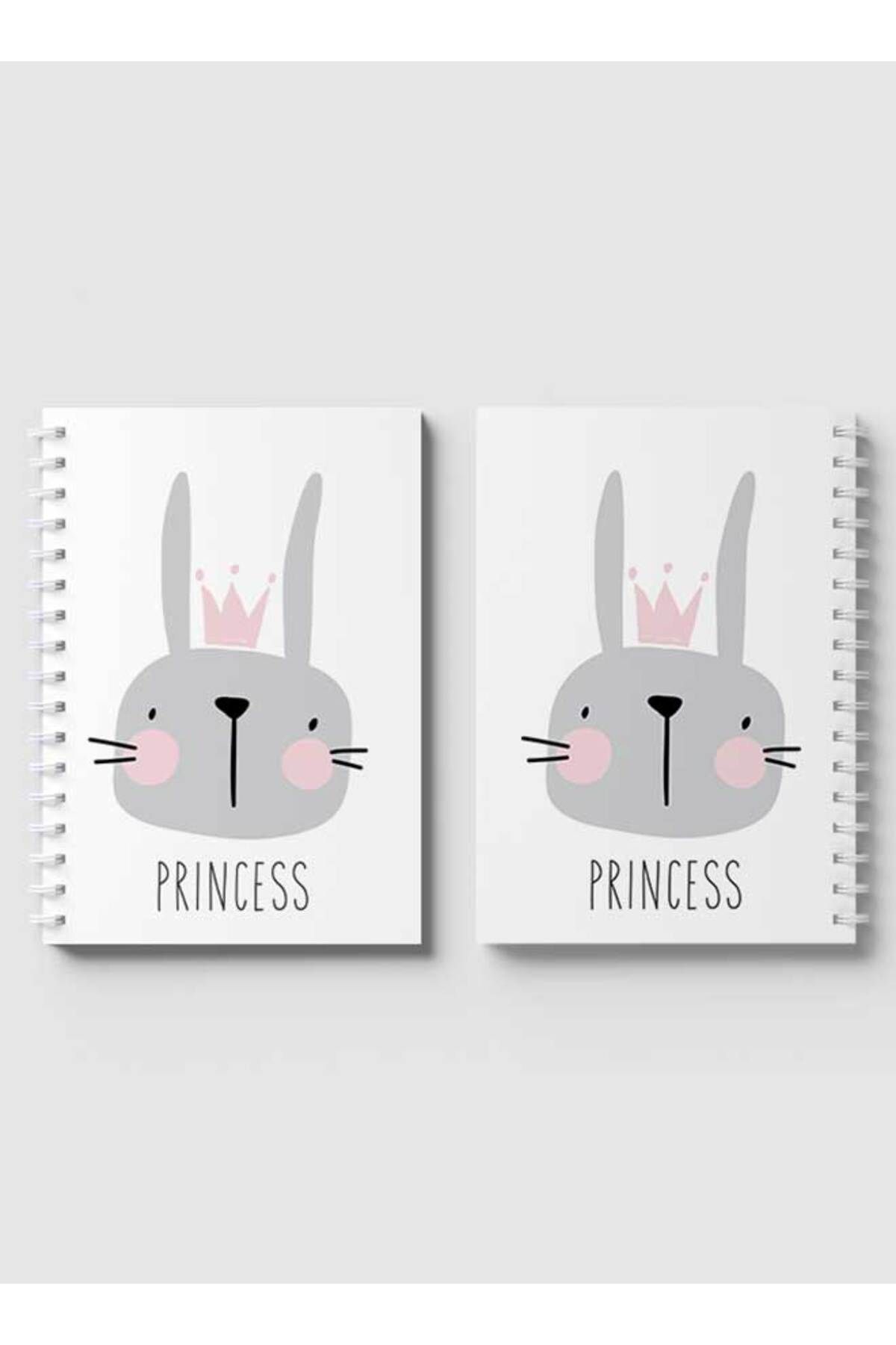 LOWHA-Spiral Notebook with Front and Back Hard Covers Featuring Rabbit Princess Design 4