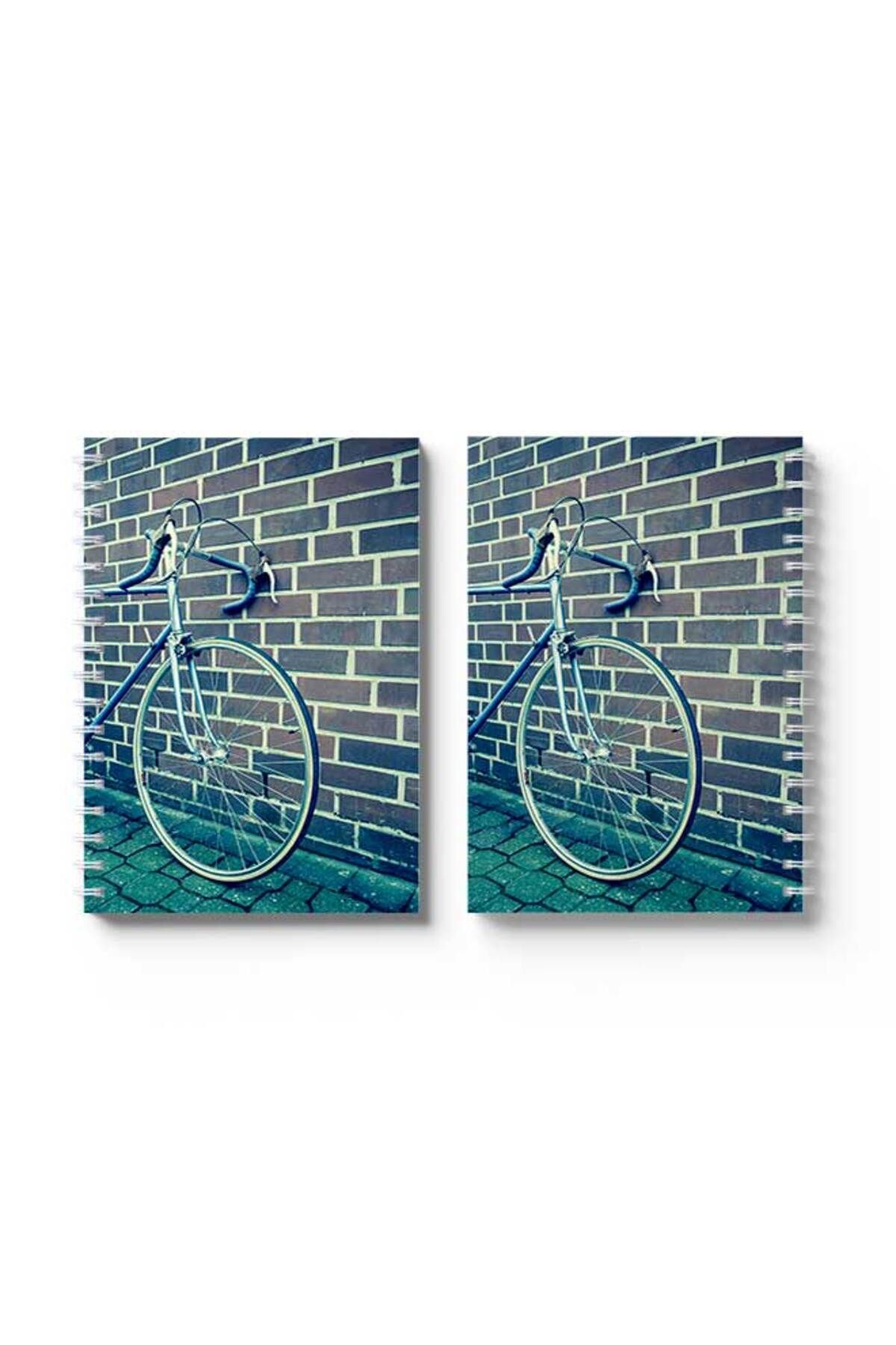 LOWHA-Spiral Notebook with Front and Back Hard Covers Featuring Bicycle Design 4