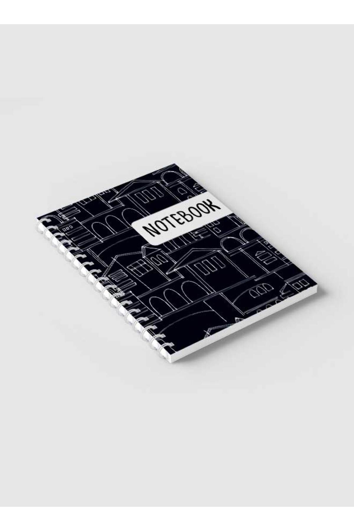LOWHA-Spiral Notebook with Front and Back Hard Covers Featuring Patterns with Cityscapes Design 2