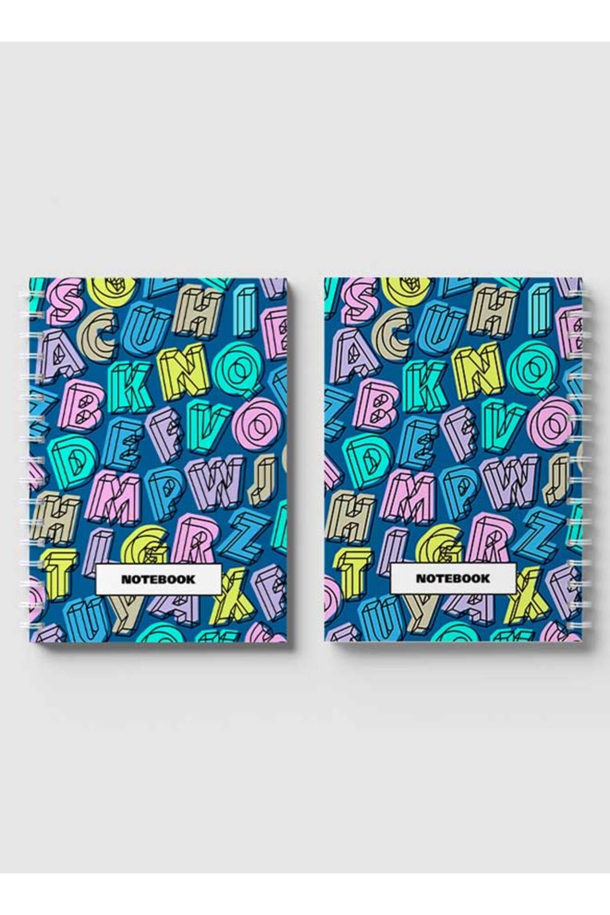 LOWHA-Spiral Notebook with Front and Back Hard Covers Featuring Colored Bold Letters Design 4