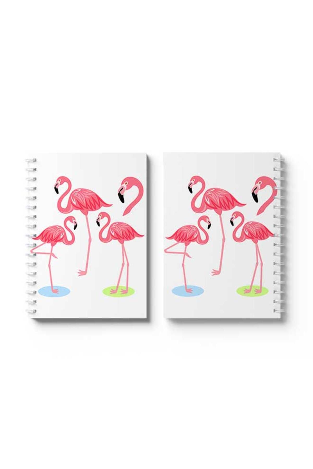 LOWHA-Spiral Notebook with Front and Back Hard Covers Featuring Flamingos Design 4