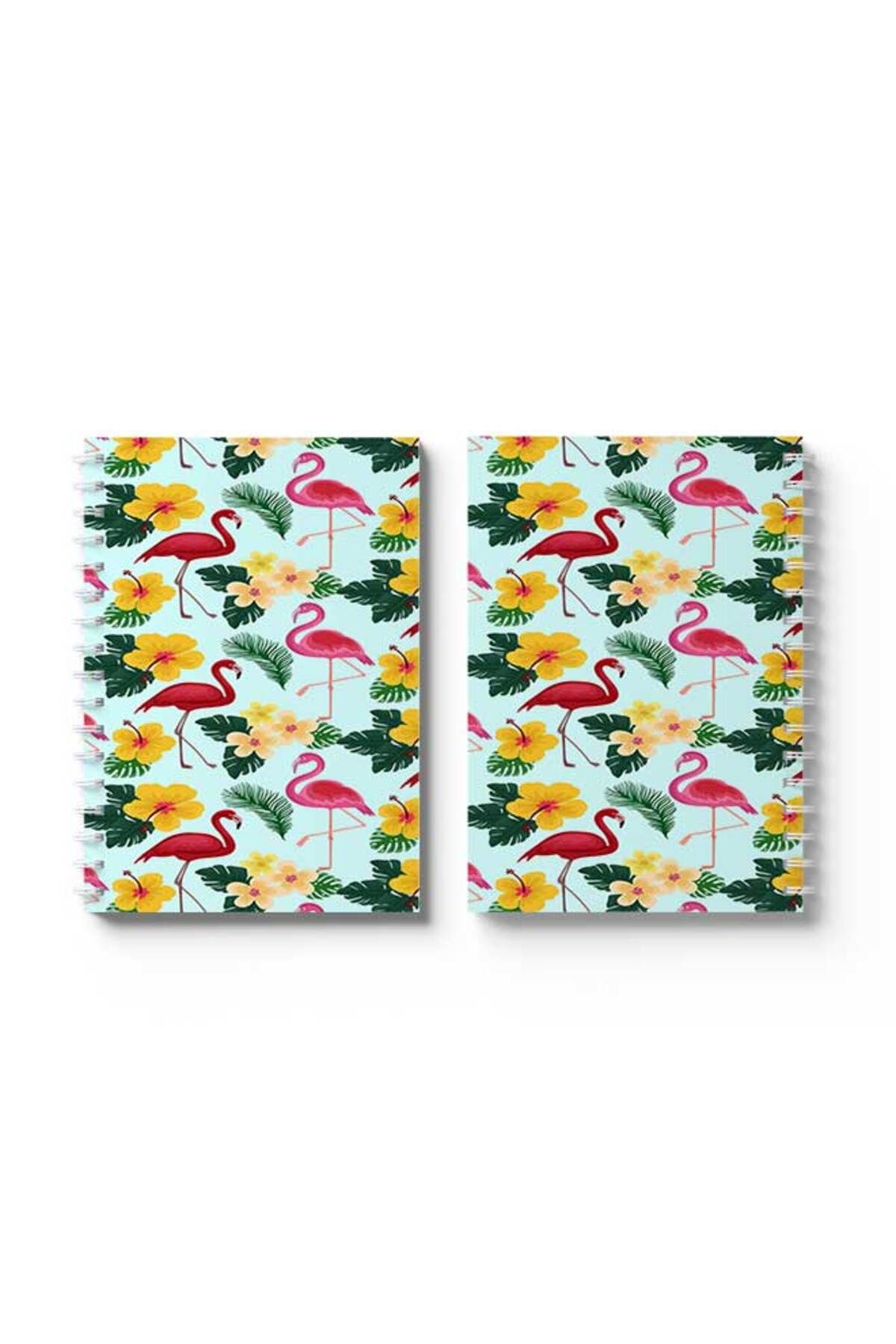 LOWHA-Spiral Notebook with Front and Back Hard Covers Featuring Flamingos Design 4