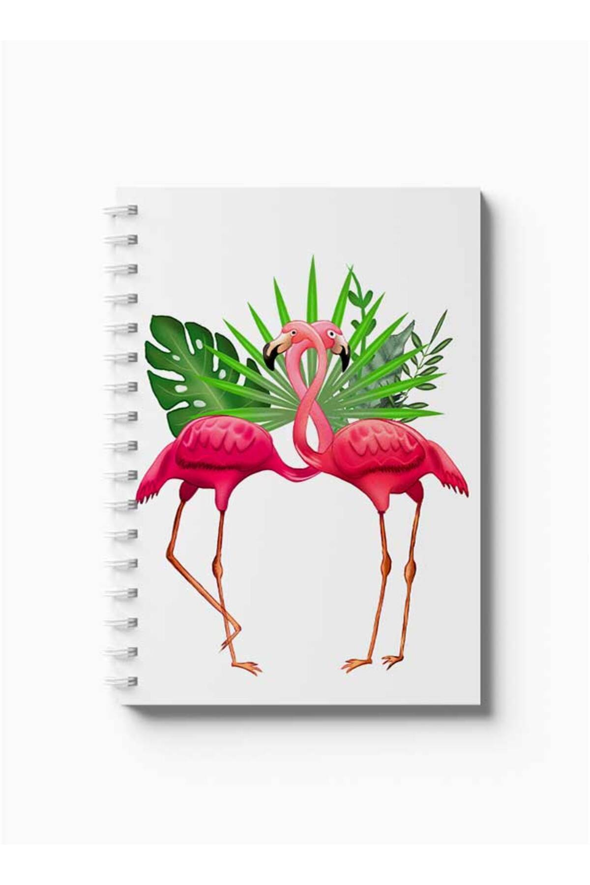 LOWHA-Spiral Notebook with Front and Back Hard Covers Featuring Flamingos Design 5