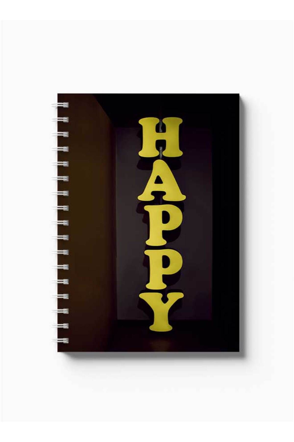 LOWHA-Spiral Notebook with Front and Back Hard Covers Featuring Happy Design 5