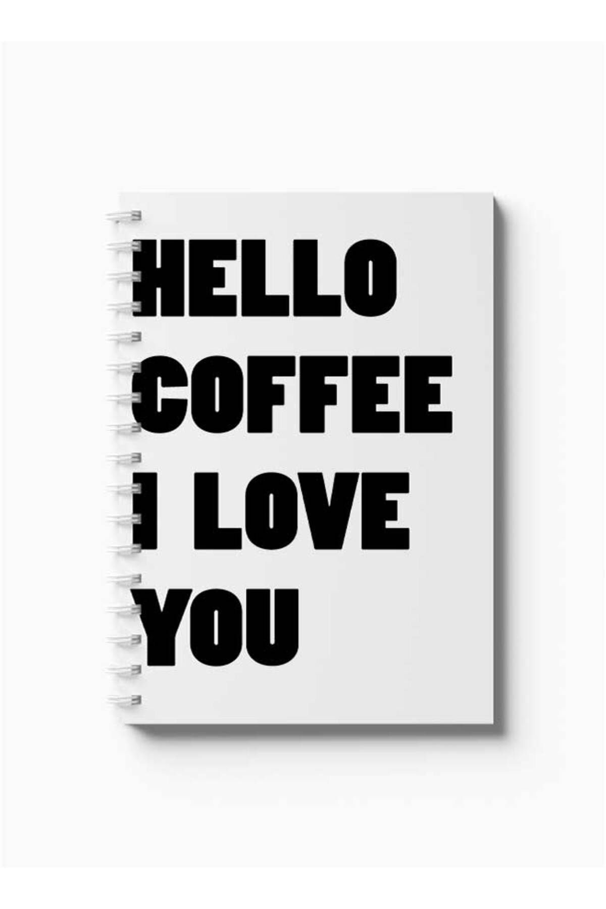 LOWHA-Spiral Notebook with Front and Back Hard Covers Featuring Hello Coffee Design 5