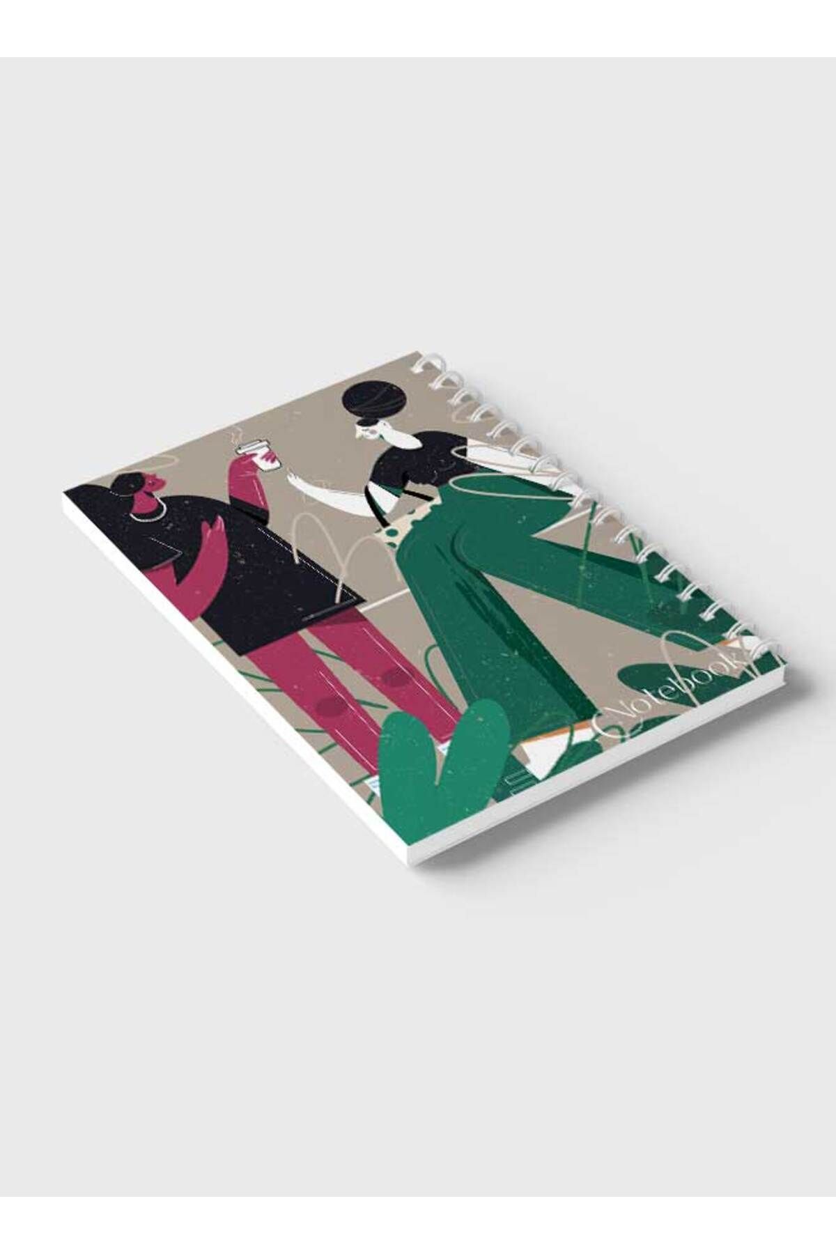 LOWHA-Spiral Notebook with Front and Back Hard Covers Featuring Classical Theme Having Coffee Design 6