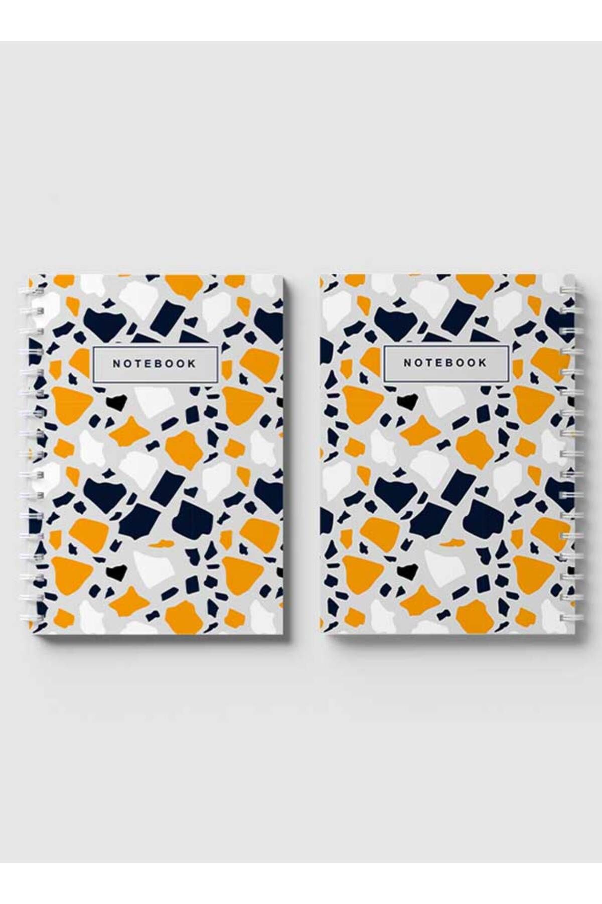 LOWHA-Spiral Notebook with Front and Back Hard Covers Featuring Terrazzo Style Design 4