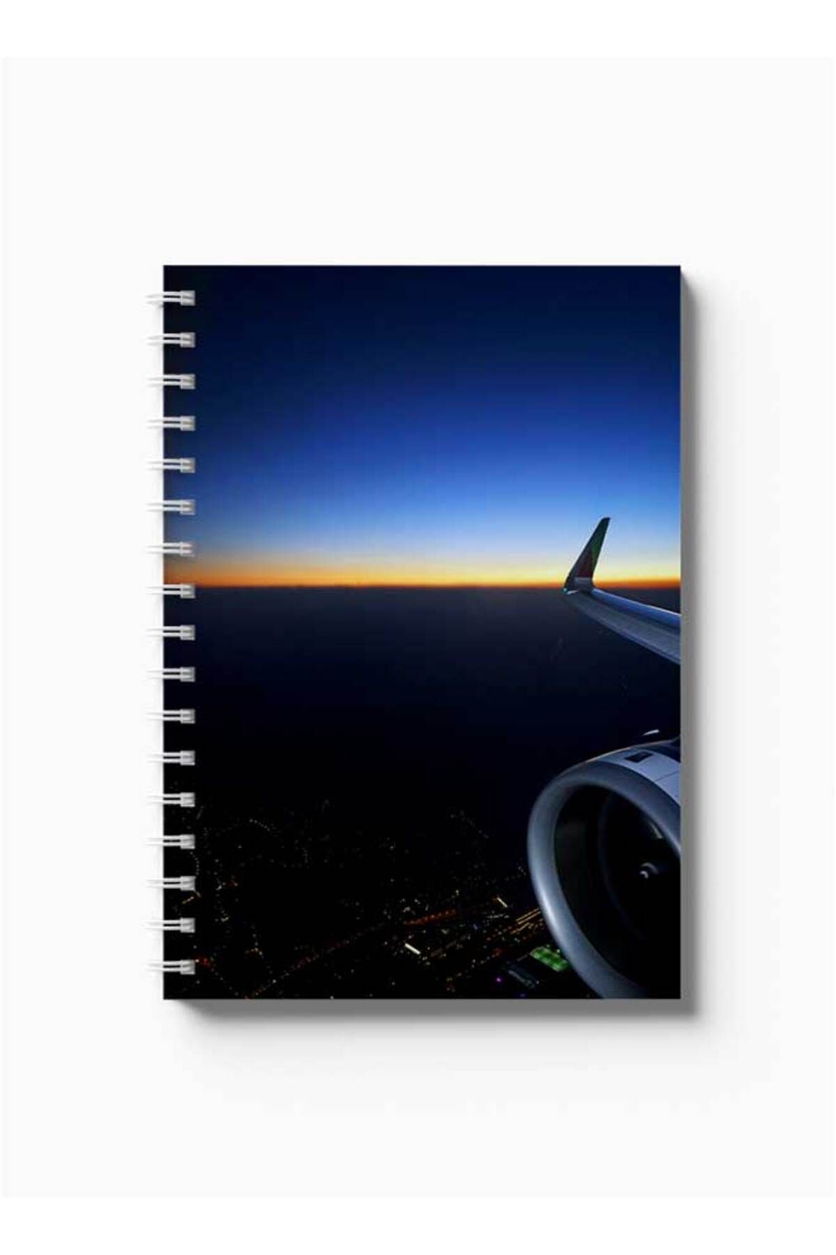 LOWHA-Spiral Notebook with Front and Back Hard Covers Featuring View From Plane Design 5