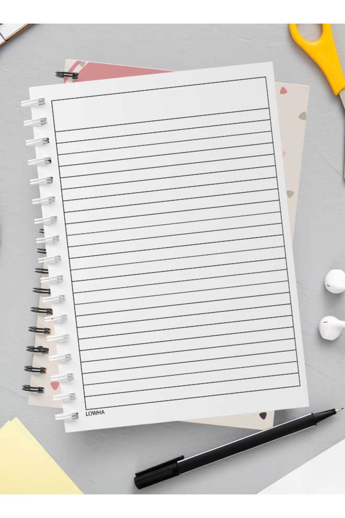 LOWHA-Spiral Notebook with Front and Back Hard Covers Featuring Graphic Shapes Design 3