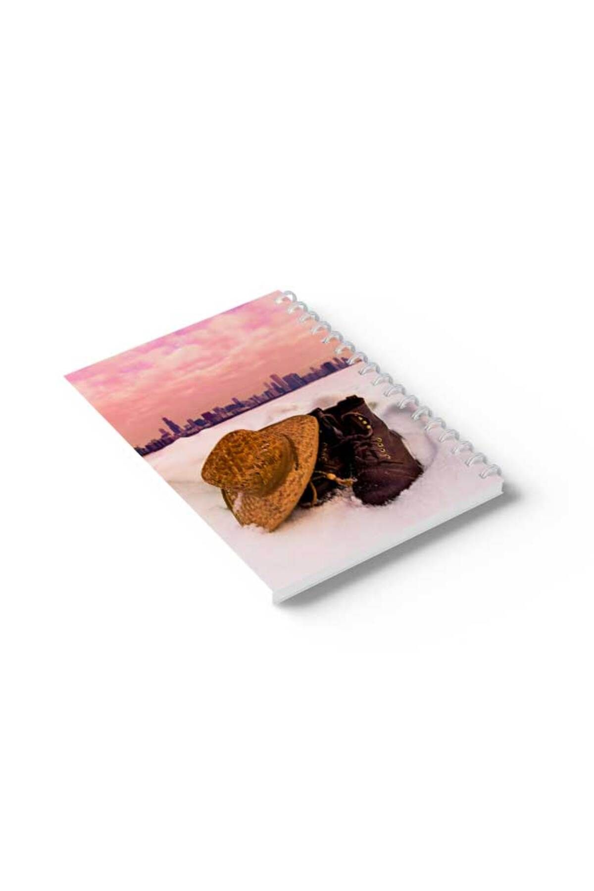 LOWHA-Spiral Notebook with Front and Back Hard Covers Featuring Hat And Boots Design 6