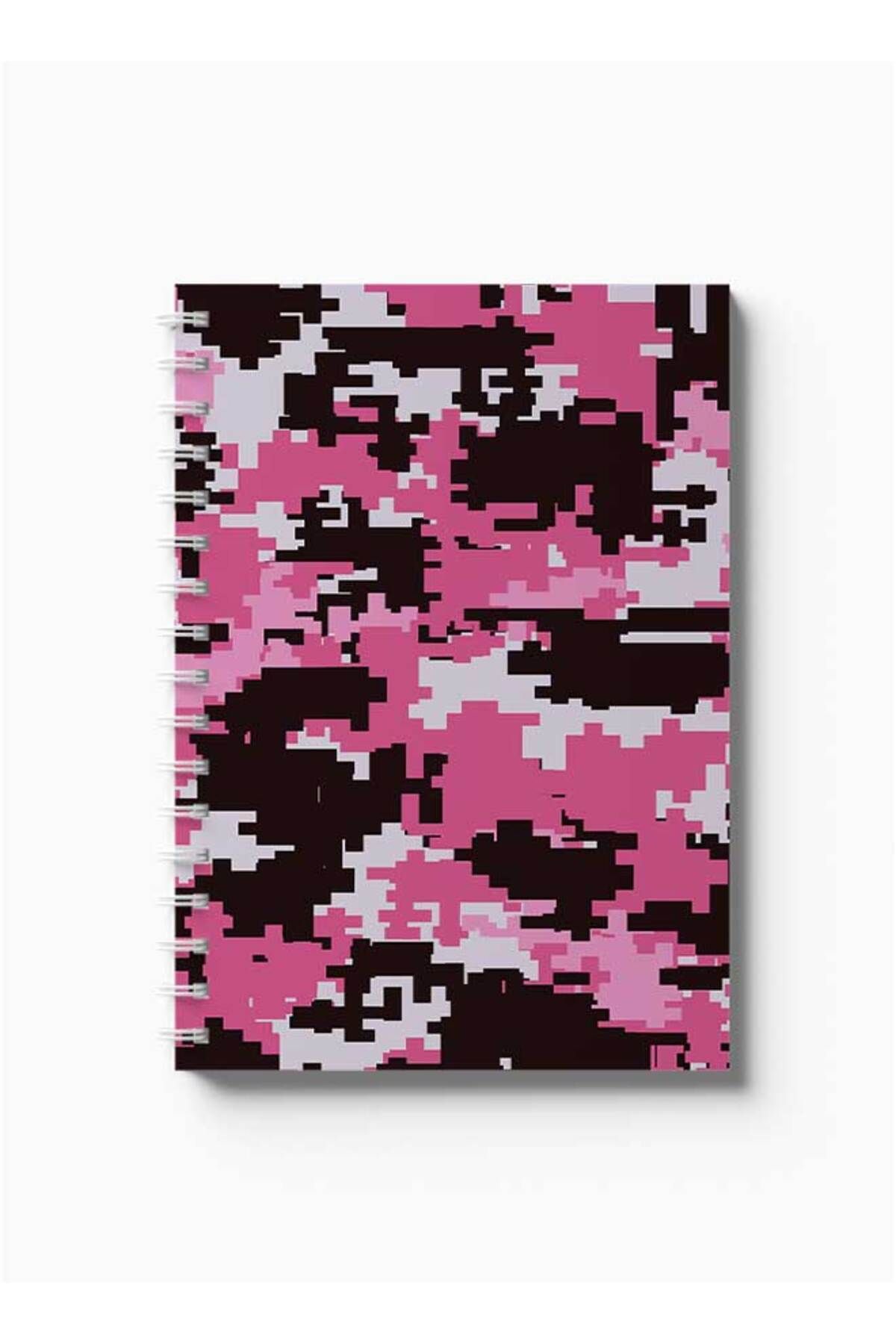 LOWHA-Spiral Notebook with Front and Back Hard Covers Featuring Pixels Design 5