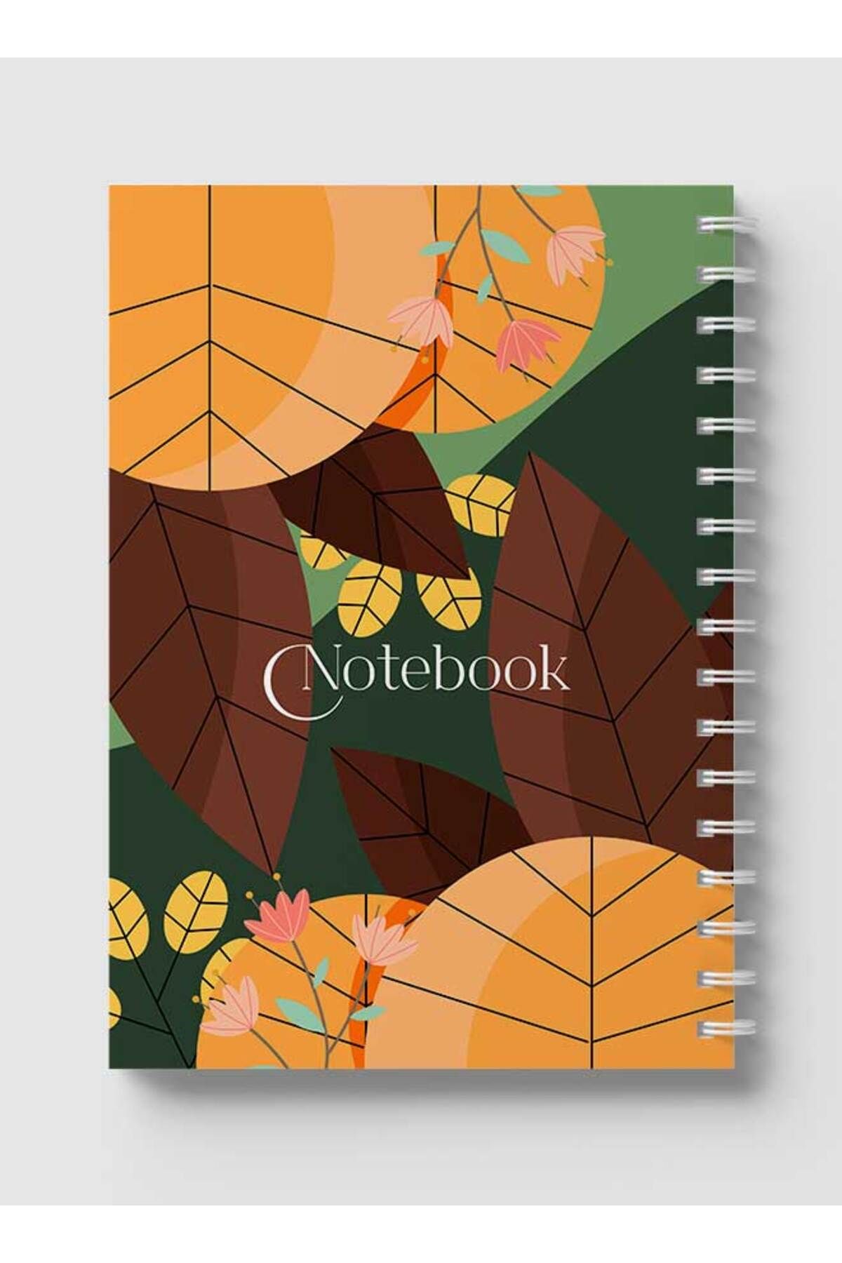 LOWHA-Spiral Notebook with Front and Back Hard Covers Featuring Classical Theme Leaves Design 5