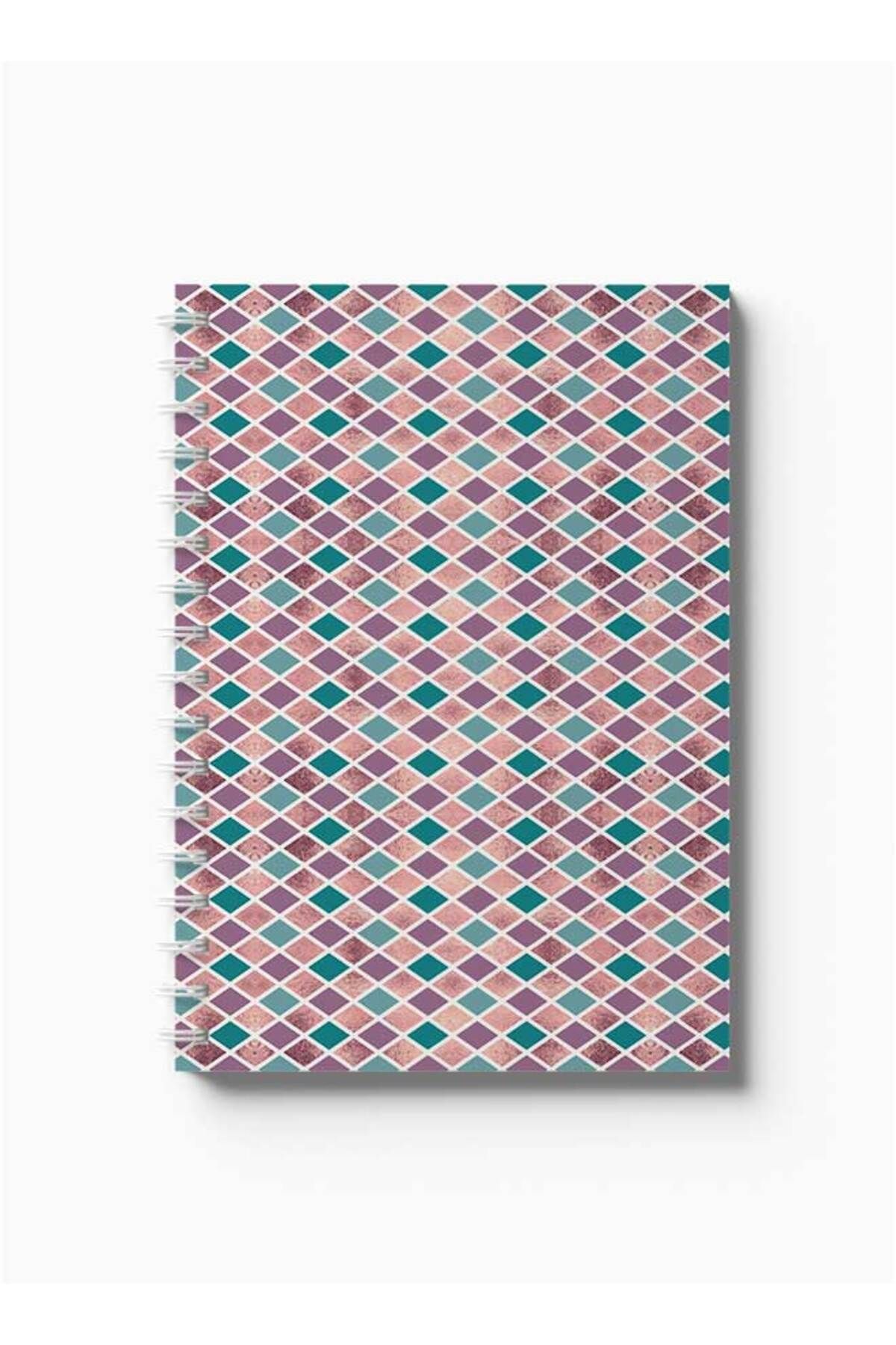 LOWHA-Spiral Notebook with Front and Back Hard Covers Featuring Colourful Shapes Design 5