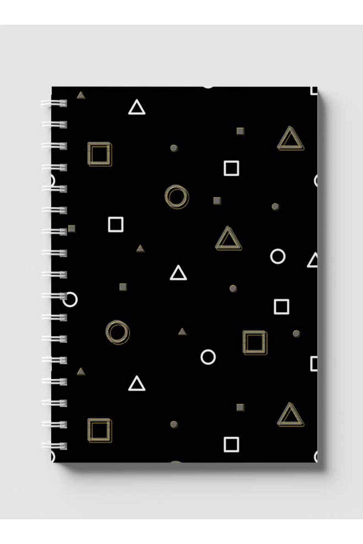 LOWHA-Spiral Notebook with Front and Back Hard Covers Featuring Squid Game Shapes Design 1