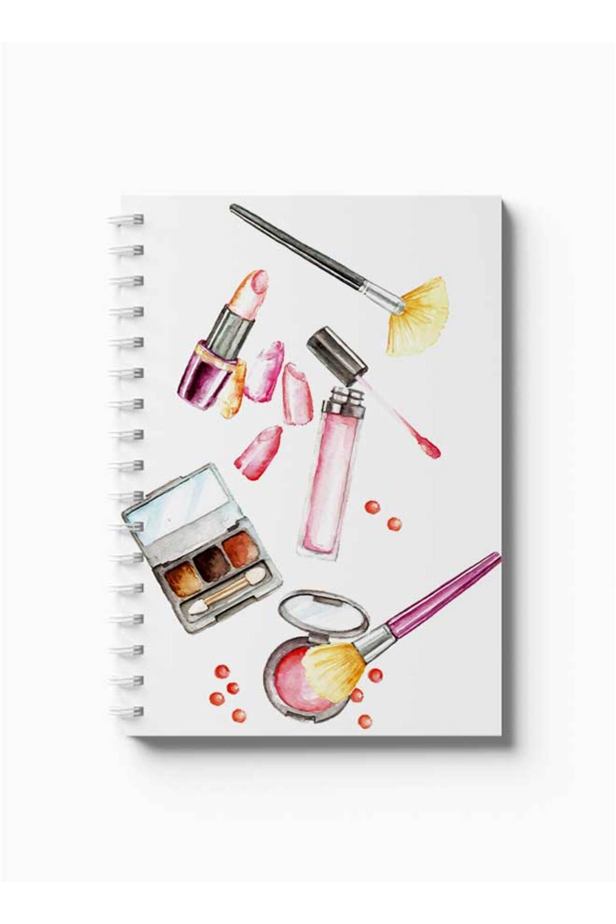 LOWHA-Spiral Notebook with Front and Back Hard Covers Featuring Make Up Design 5