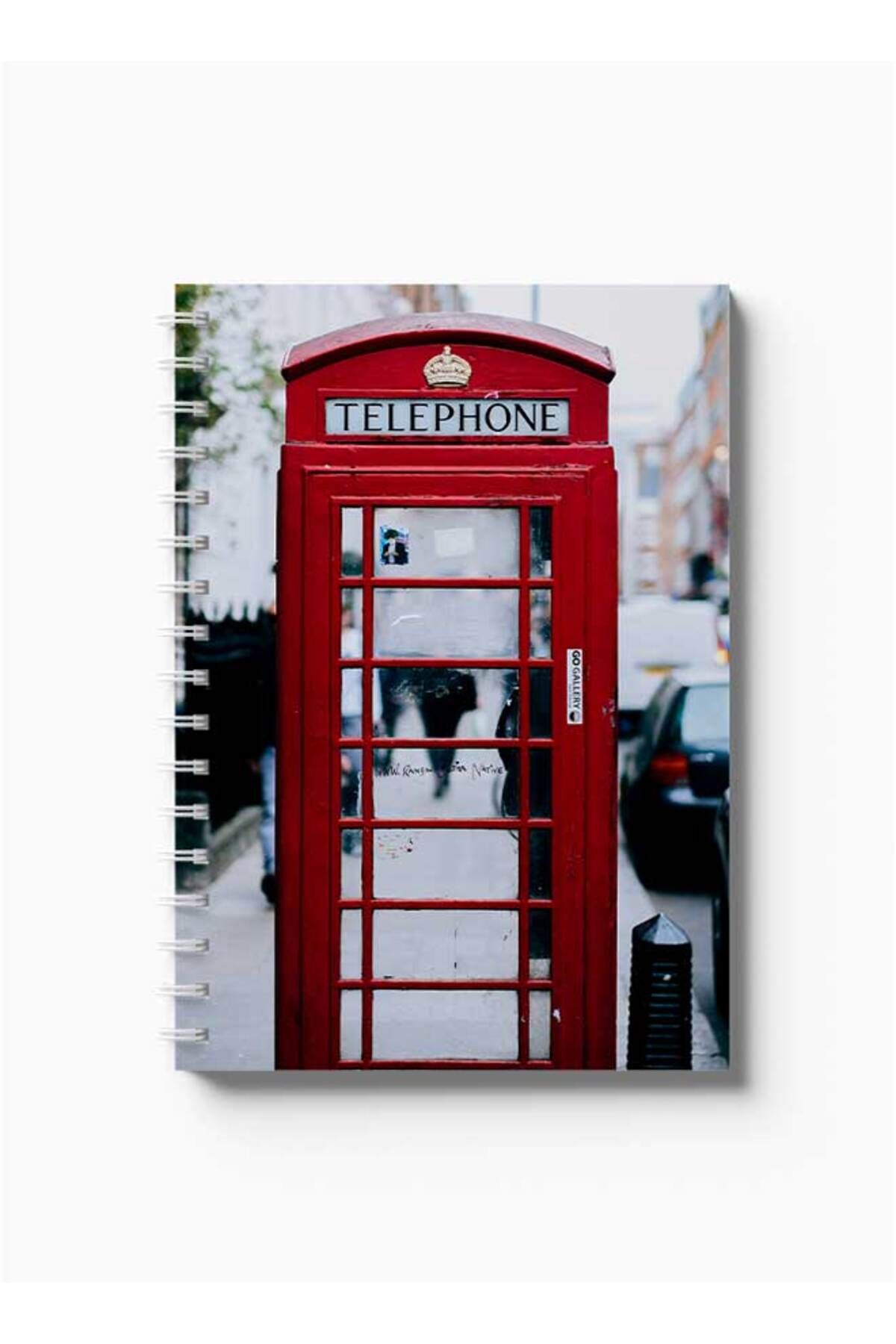 LOWHA-Spiral Notebook with Front and Back Hard Covers Featuring Telephone Booth Design 5