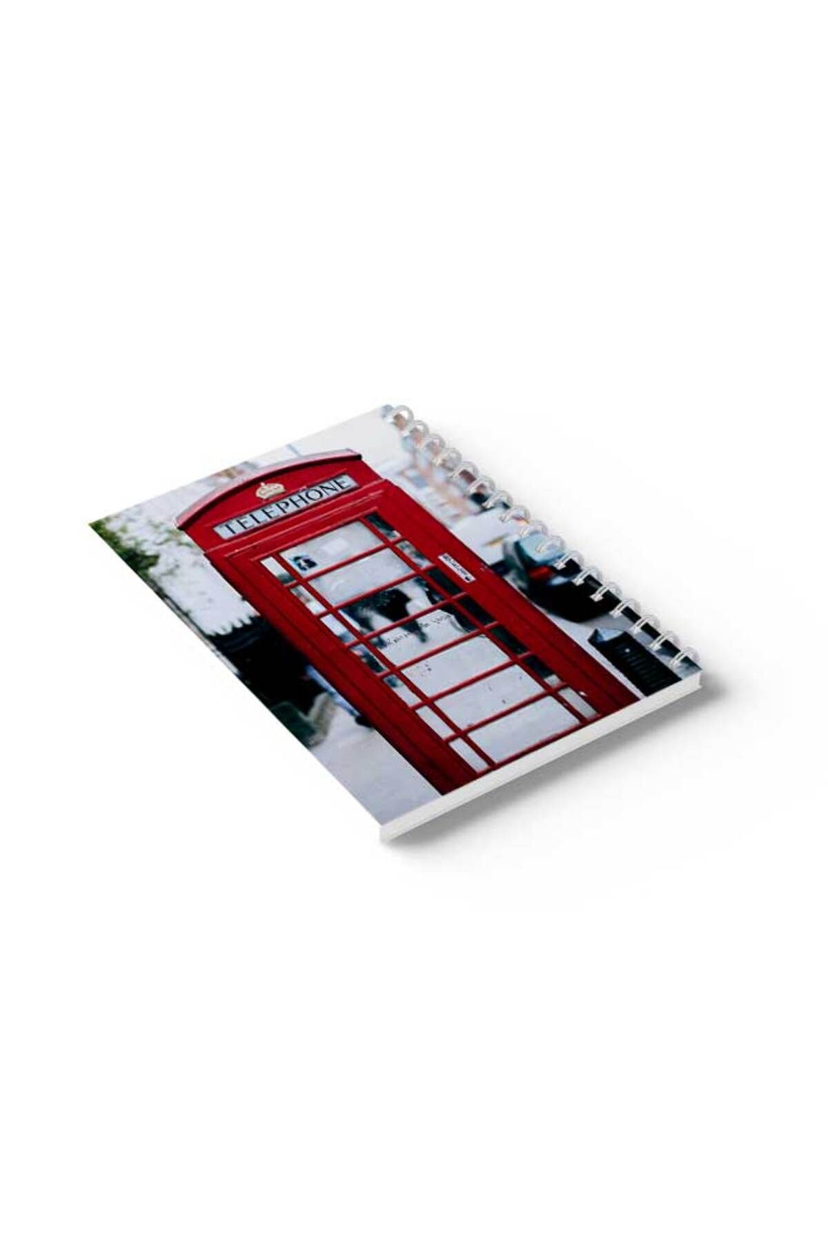 LOWHA-Spiral Notebook with Front and Back Hard Covers Featuring Telephone Booth Design 6
